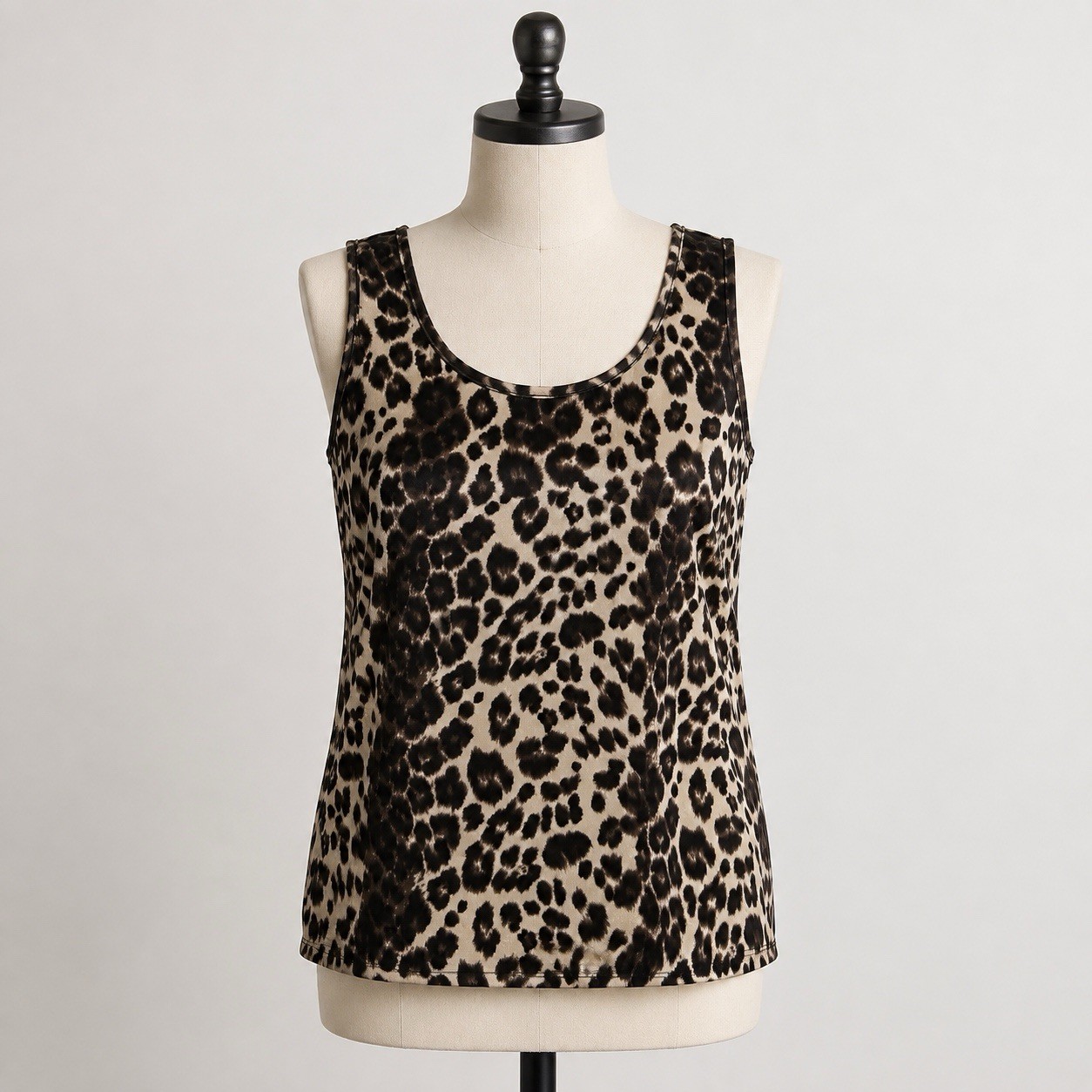 Alex Evenings Leopard Shell Tank Top Blouse Structured Career Layer Evening XL