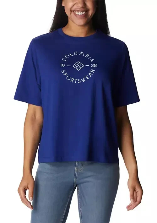 Columbia Shirt Womens size Small Blue North Cascade Relaxed Tee Logo New