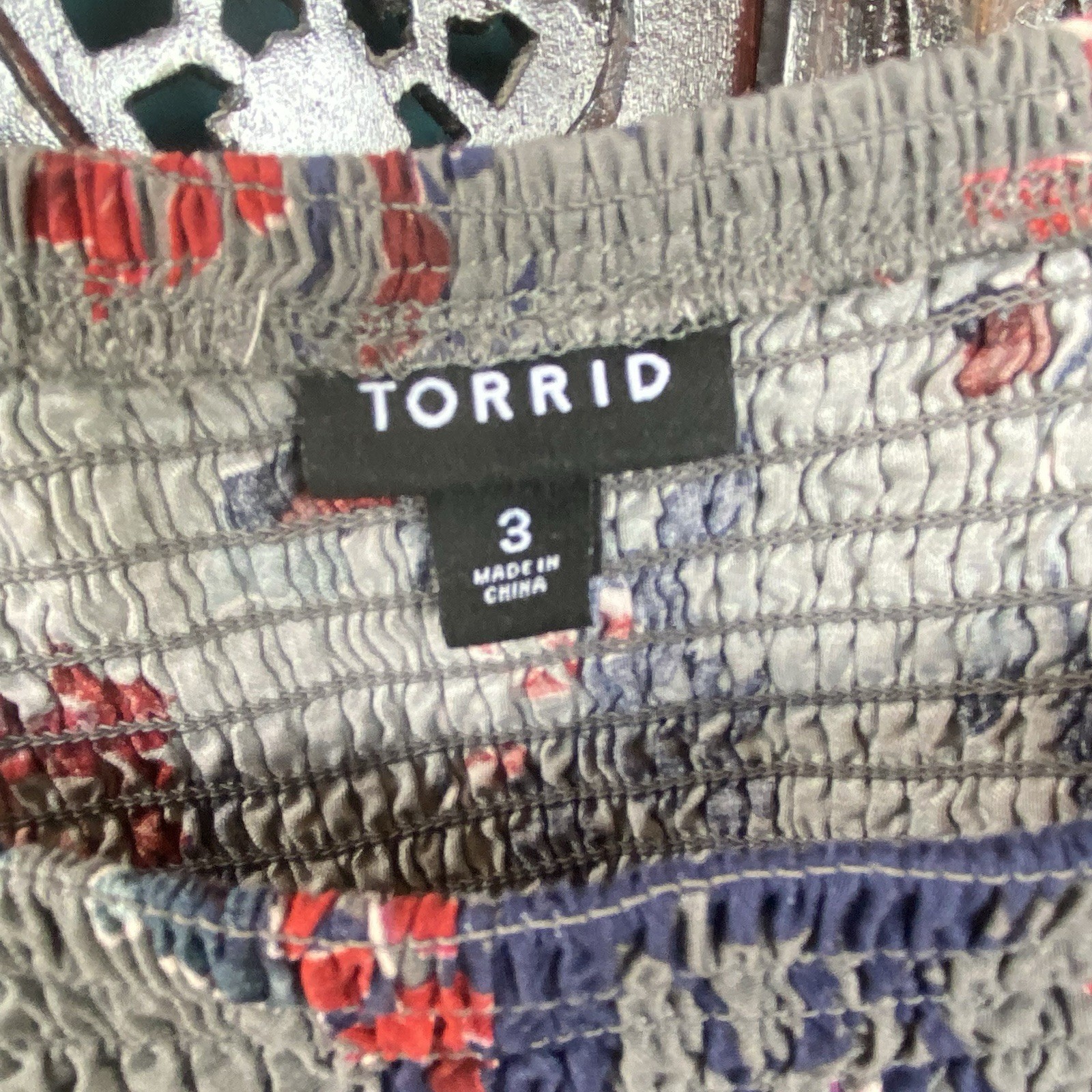 TORRID 3 Cold Shoulder Strap Top Womens 22/24 Floral Bell Sleeve Boho Blouse