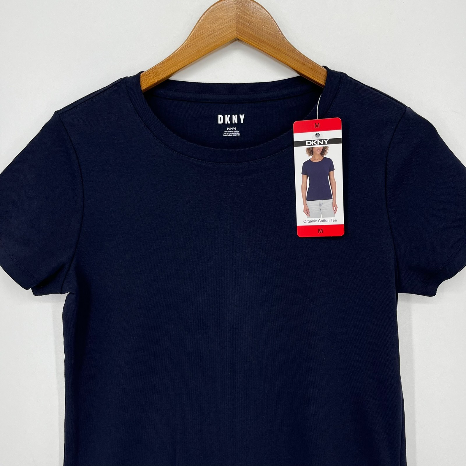 DKNY T-Shirt Women’s M Navy Blue Organic Cotton Solid Short Sleeve New NWT