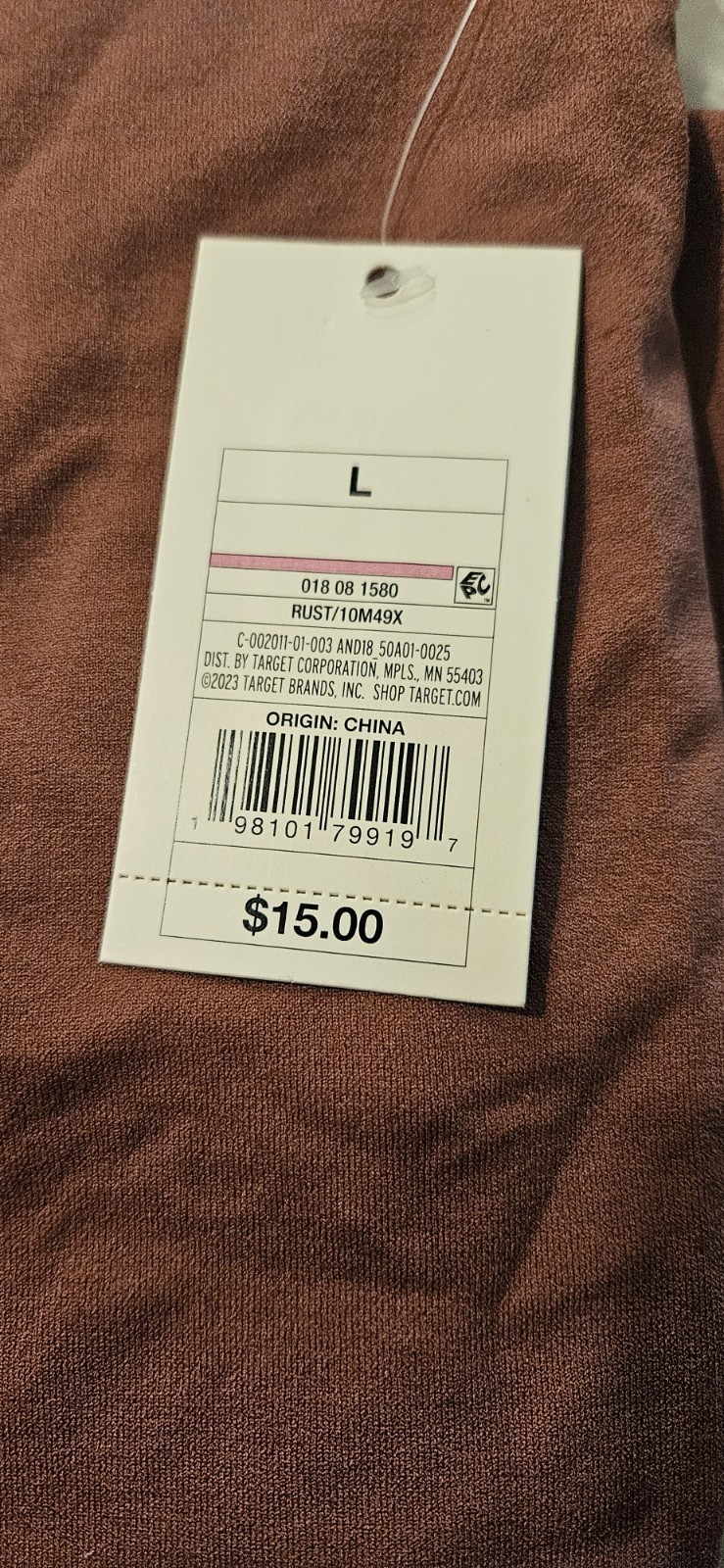 Women’s A New Day Rust Color Strapless Tube Top With Shelf Bra, Size L