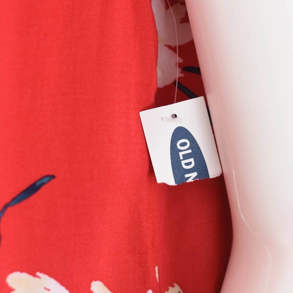 Old Navy Red Floral Button Down Blouse, Women’s Small