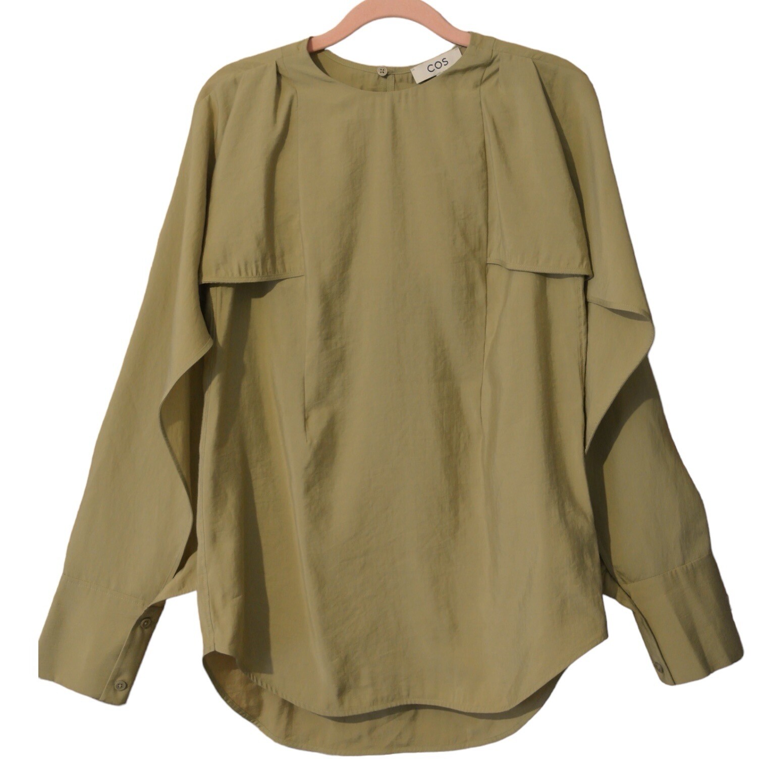 COS Chic Khaki Cape Ruffle Sleeve Blouse – 38