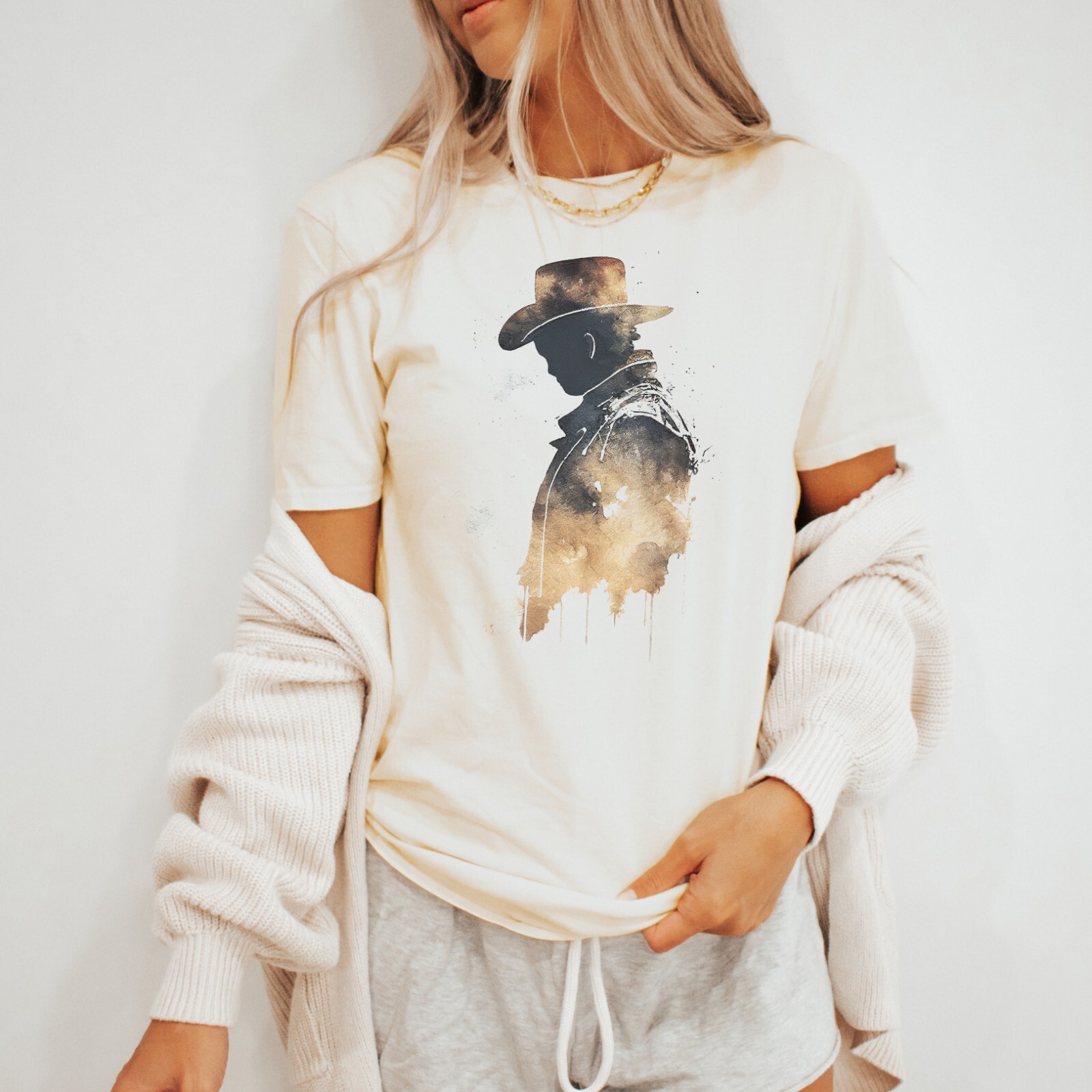Western Cowboy Silhouette Tee Rodeo Country Shirt