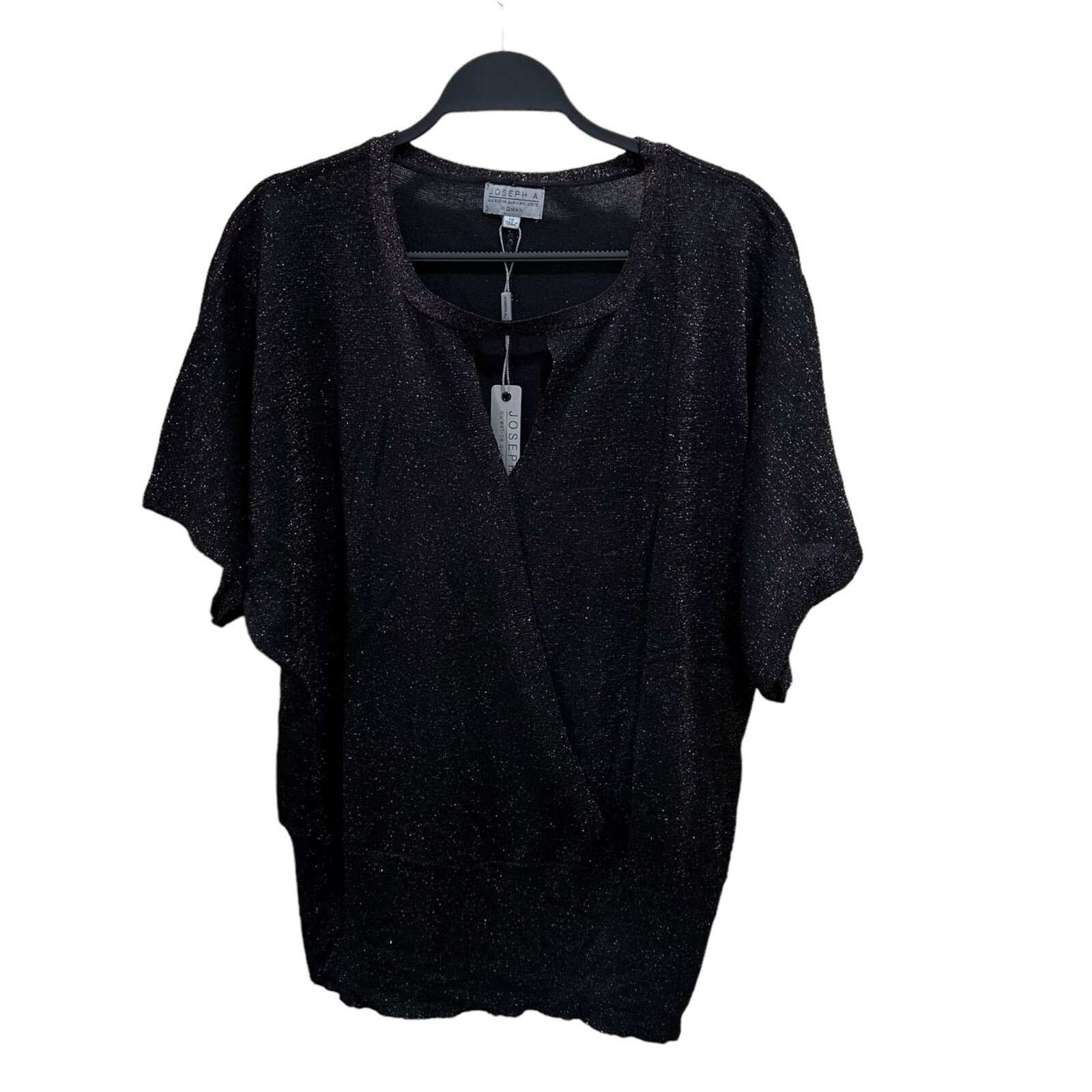Joseph A Woman Size 1X Black Bronze Metallic Knit Surplice Dolman Top NWT NEW