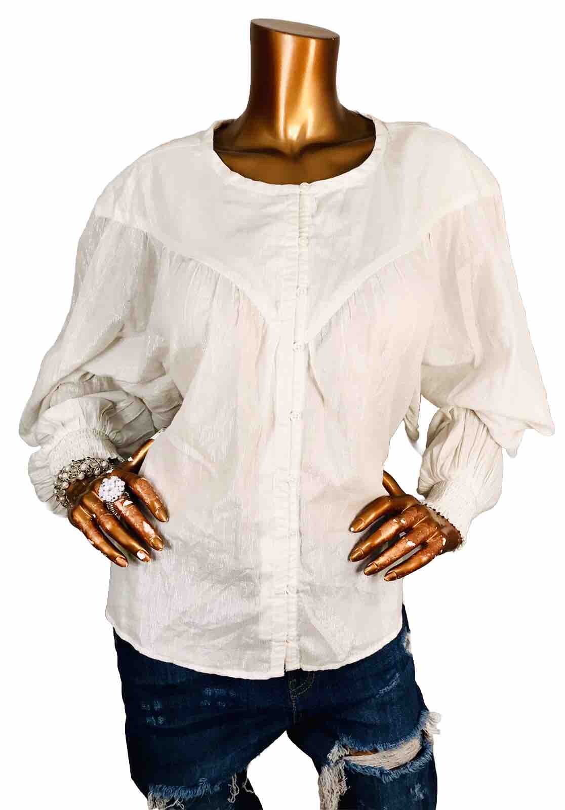 INC XL Top NWT Shiny Striped White Button Up Blouse Shirt Wide Bishop Slvs Sheer