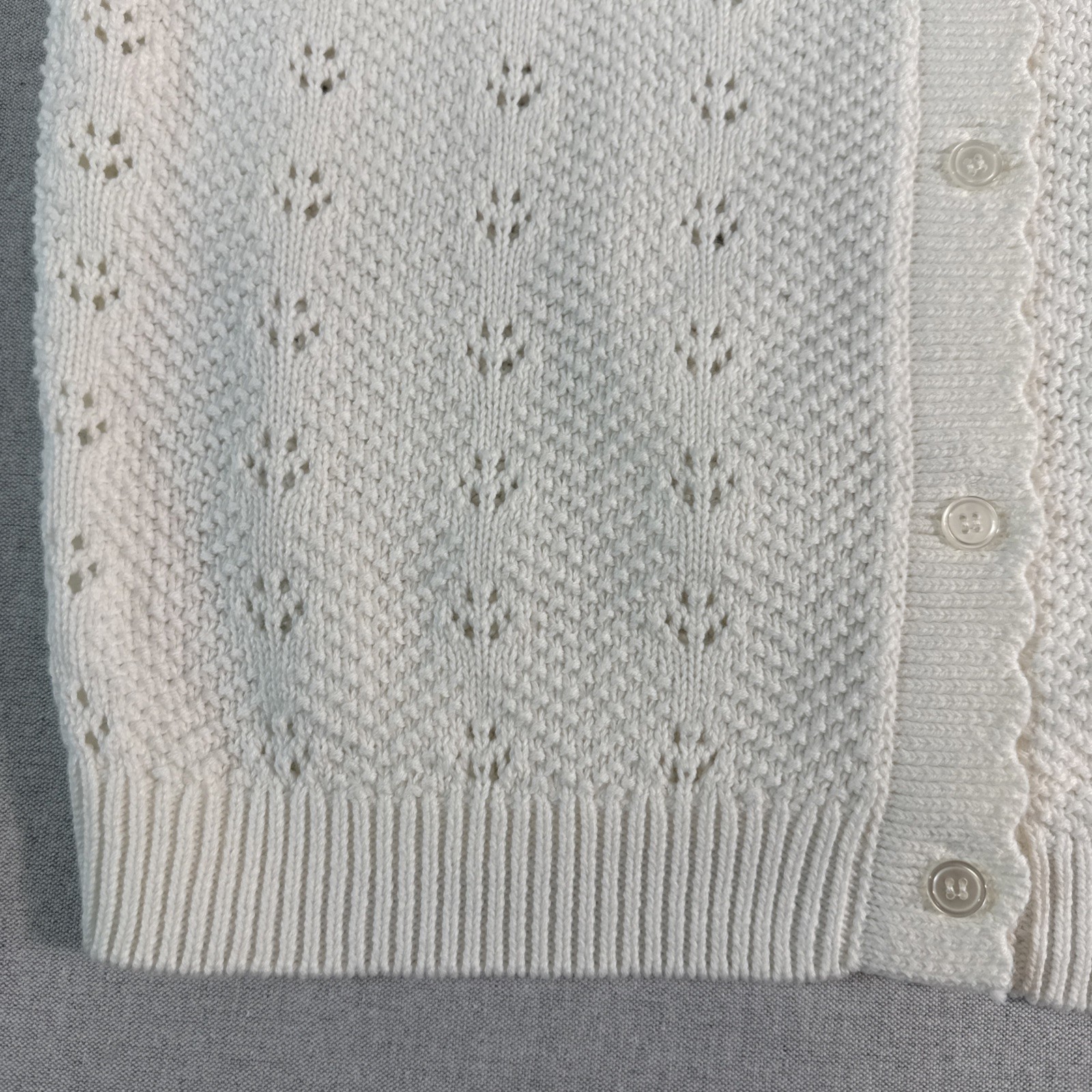 Cardigan M NWT Whimsical Crochet Eyelet Puff Sleeve Cottagecore Coquette Grandma