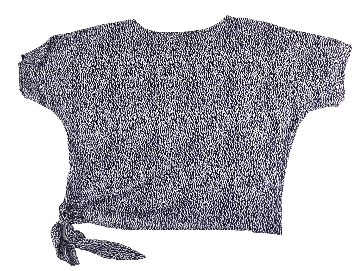 Michael Michael Kors X Large Blue White Speckled Print Tie On Side Casual Blouse