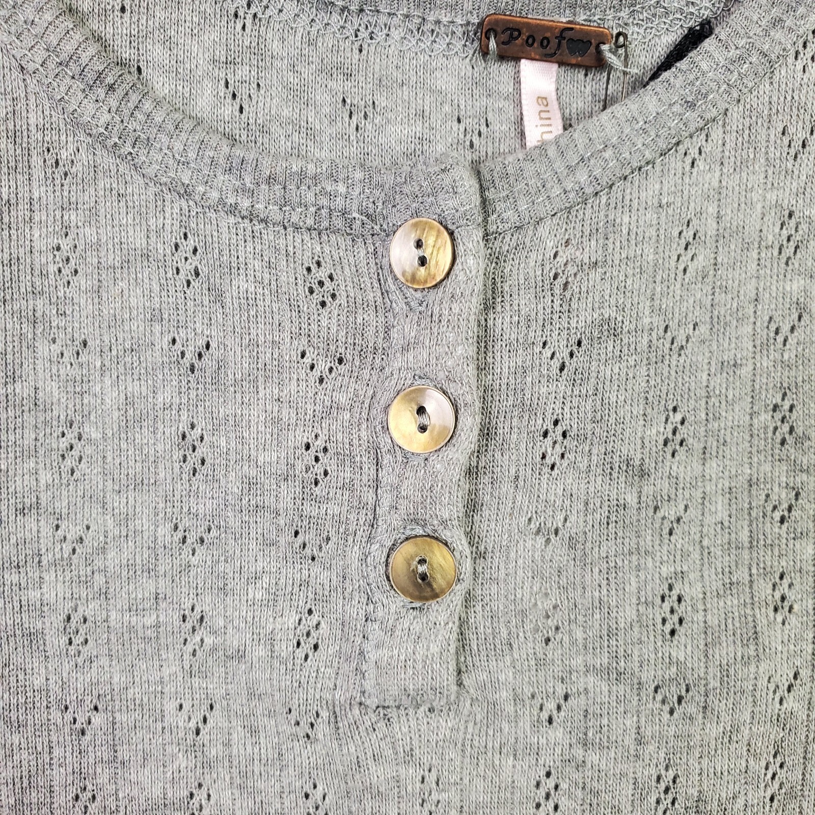 NWT Poof Womens Tank Top Size Small Gray Scoop Neck Button Up Knit Poly Cotton