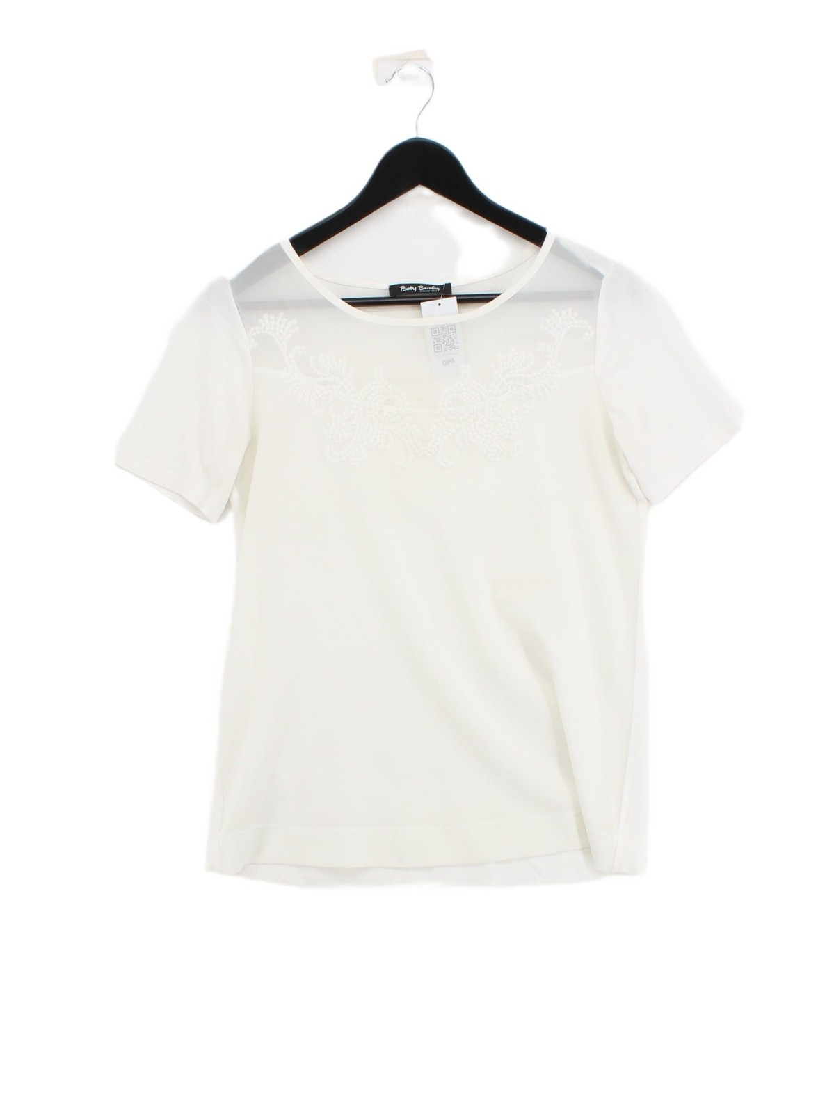Betty Barclay Women’s Top M White 100% Other Short Sleeve Round Neck Basic
