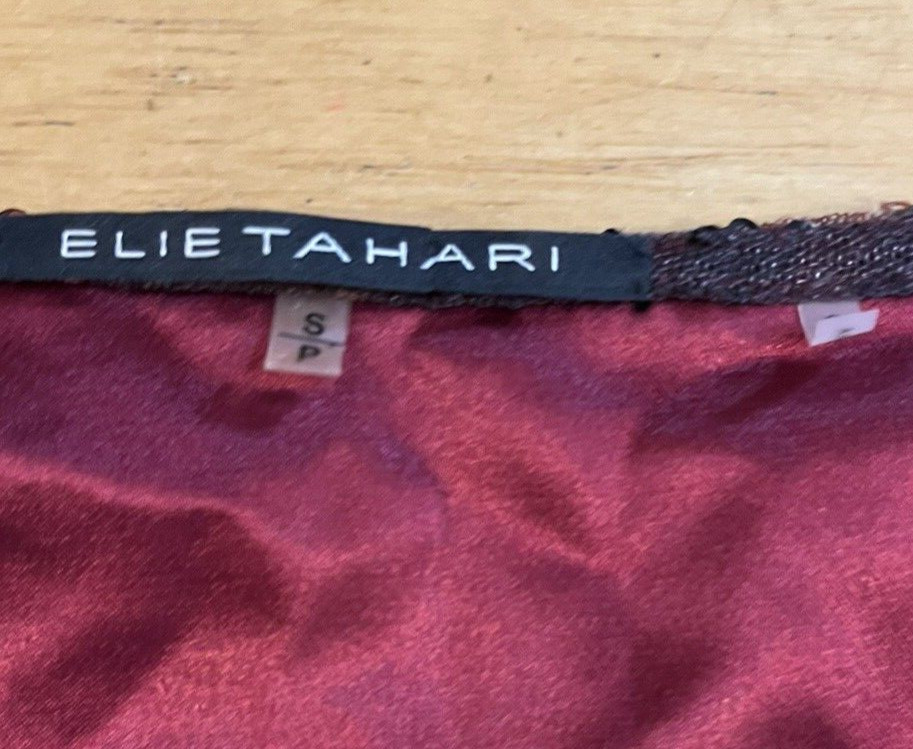 Elie Tahari Beaded Shear Overlay Tank Top Womens Size Small – Red Black