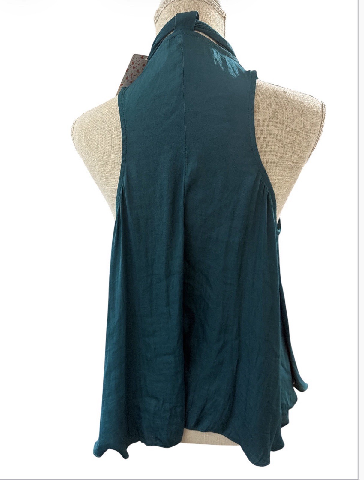 Free People Teal Halter Neck Tie-Front Sleeveless Blouse Top Womens S