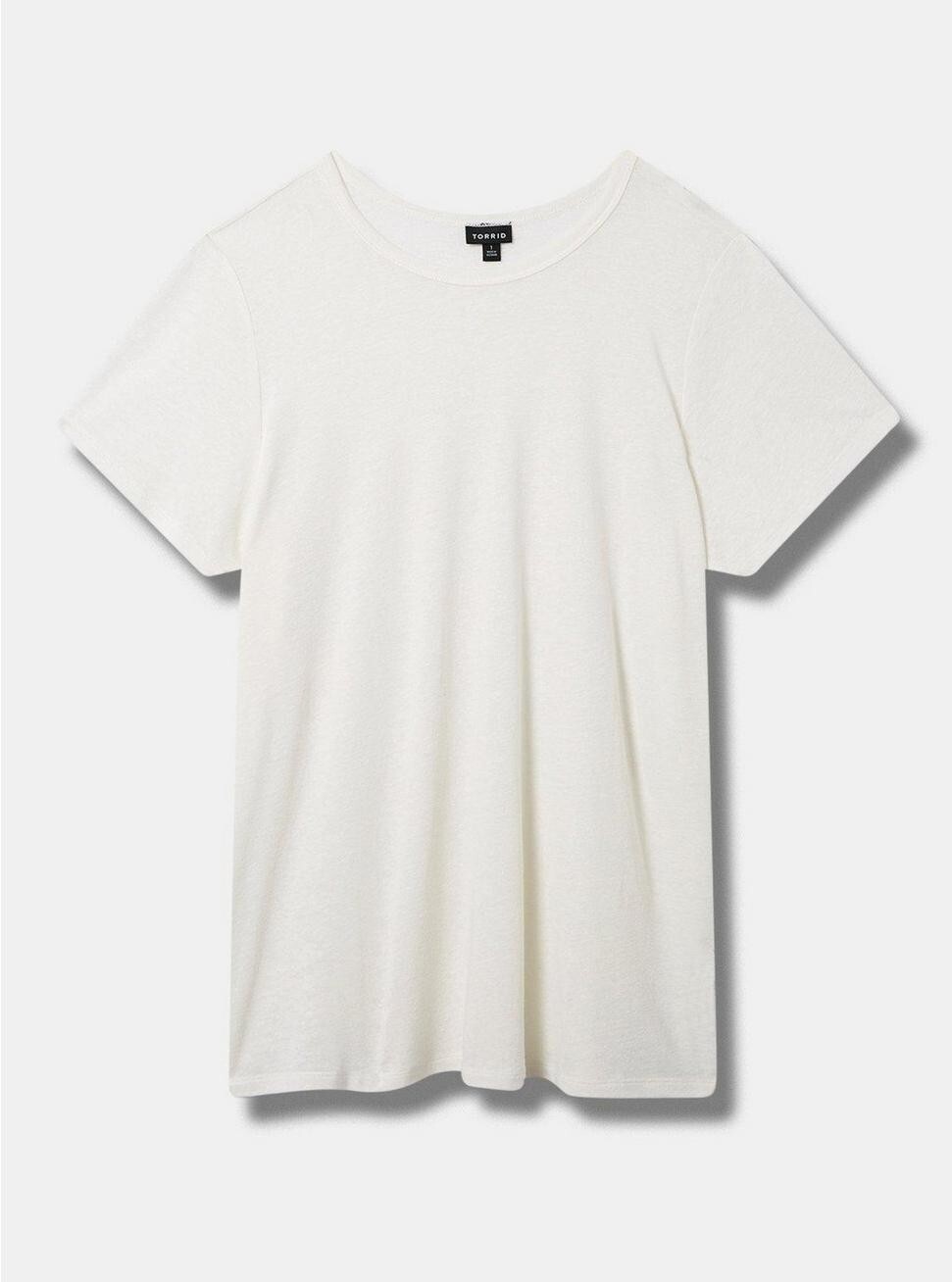 Torrid Lightweight Linen Blend Crew Neck Tee Cloud Dancer 2 2X 18 20 #E21500
