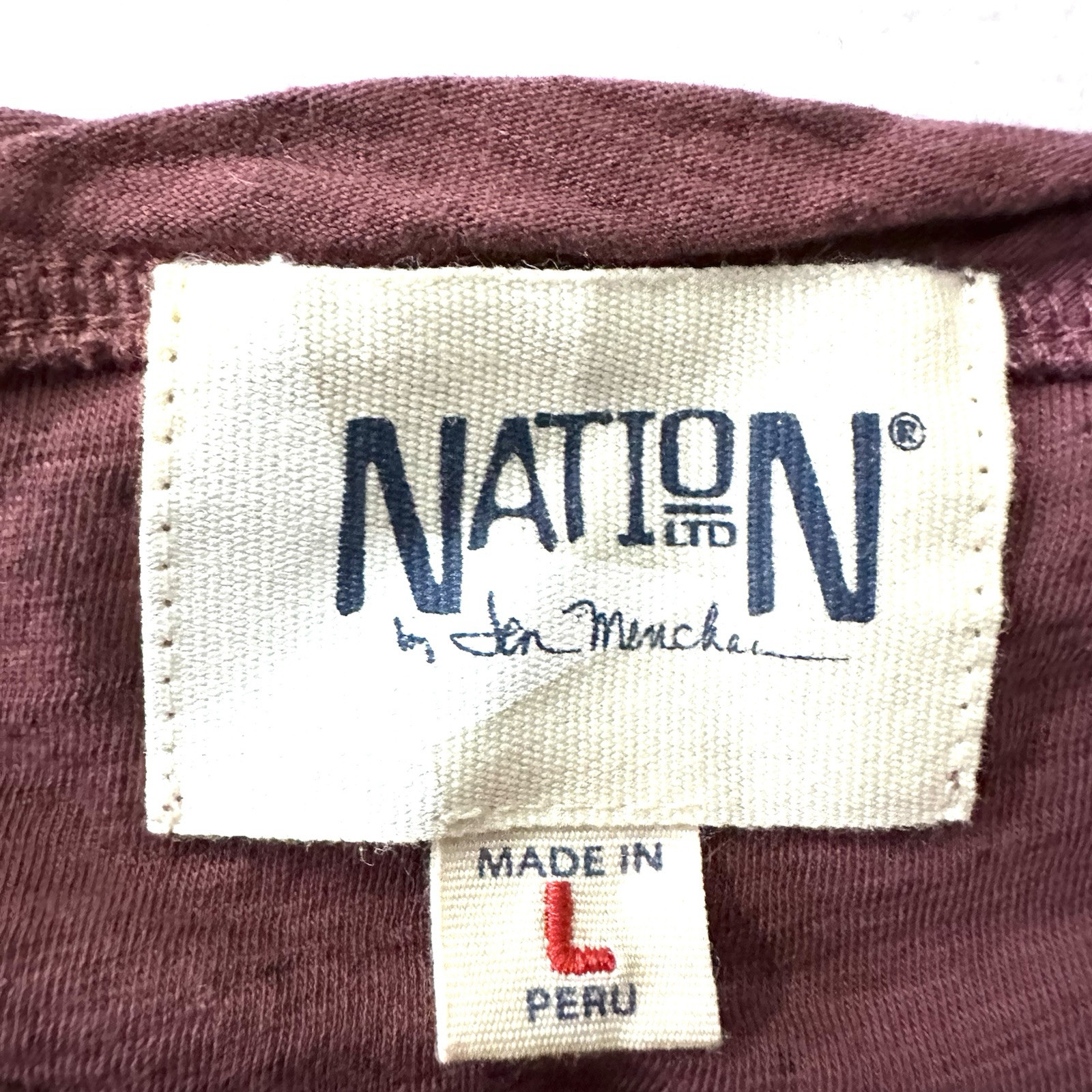 Nation ltd Women’s L Large Square Neck Speckled Boxy Pima Peru Red Burgundy