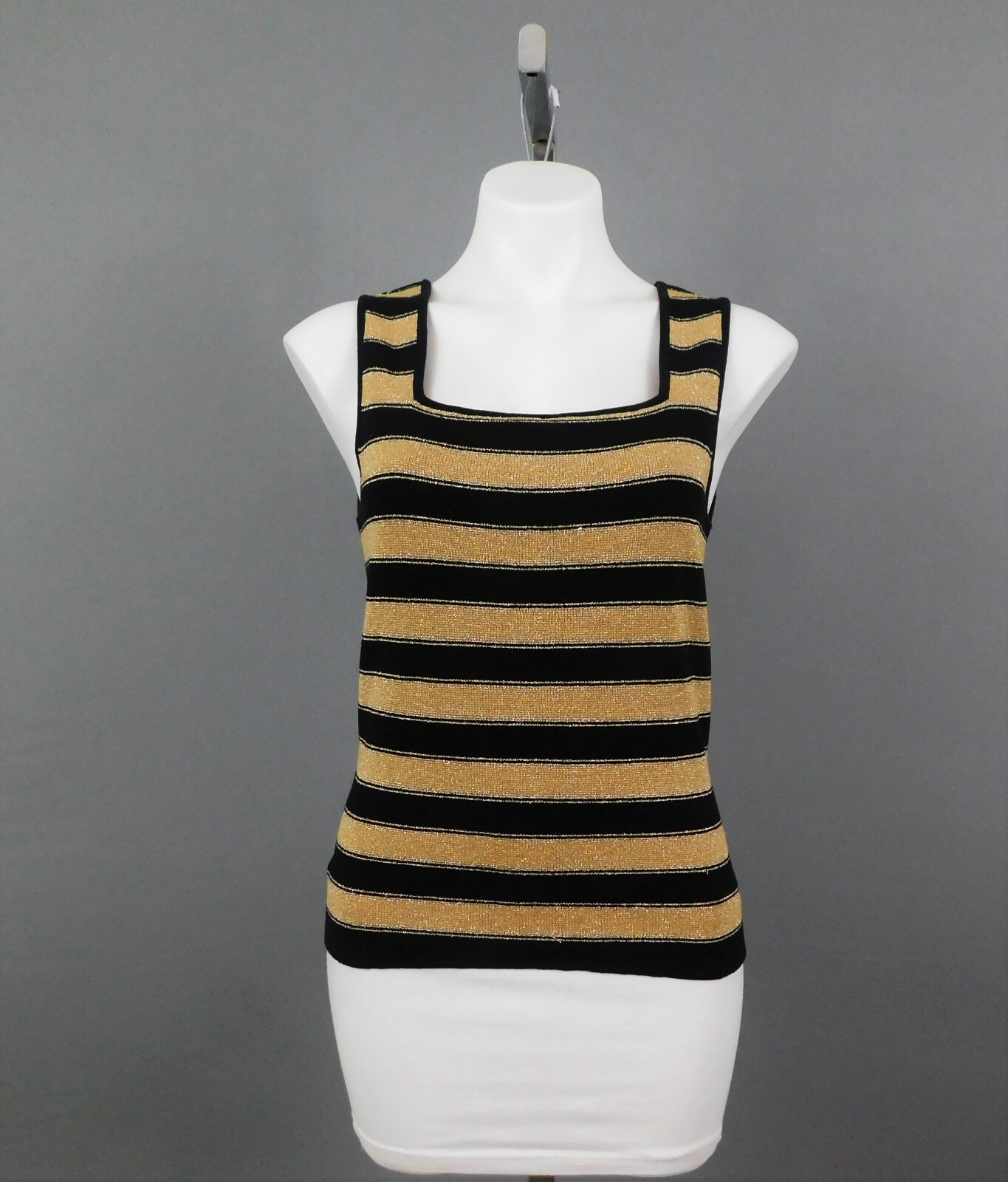 NY&CO Women Shirt, Size M, Black/Gold, Acrylic/Cotton/Nylon/Polyester