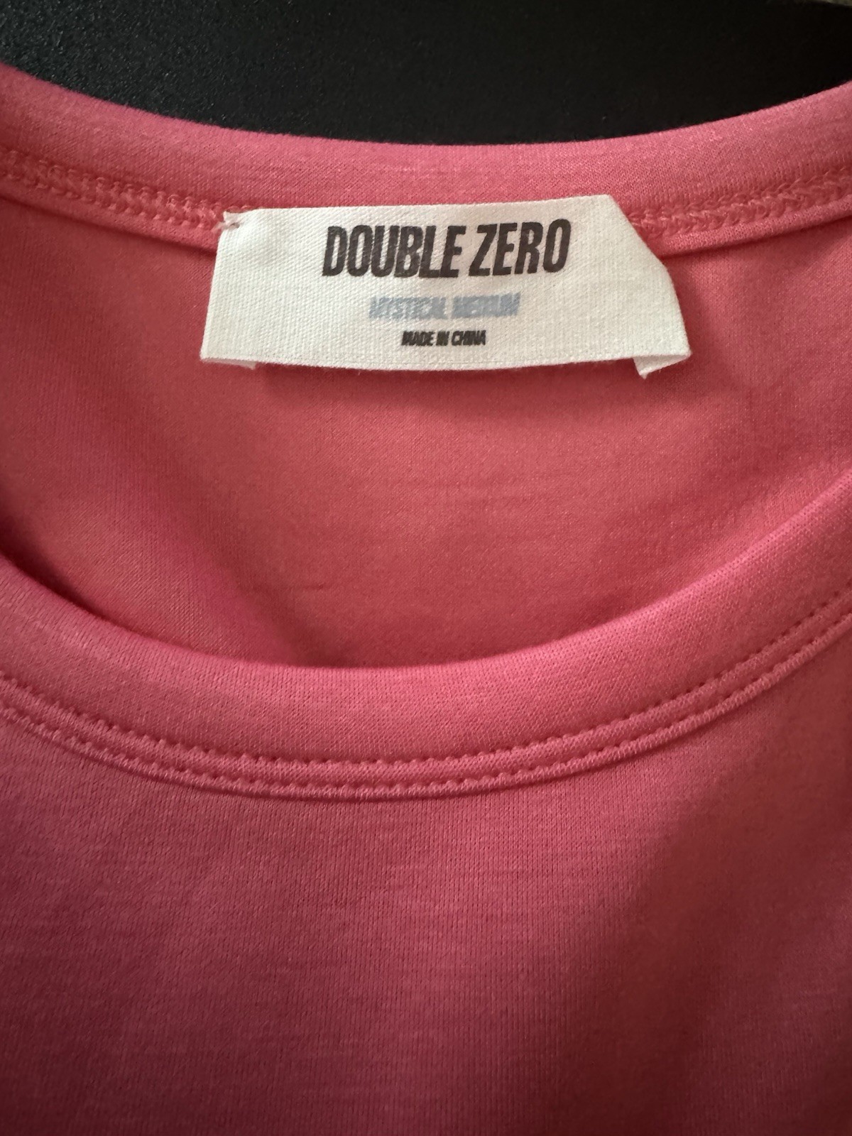 Double Zero Scuba Top Womens M Hot Pink Sleeveless Crew Neck Stretch Banded Hem