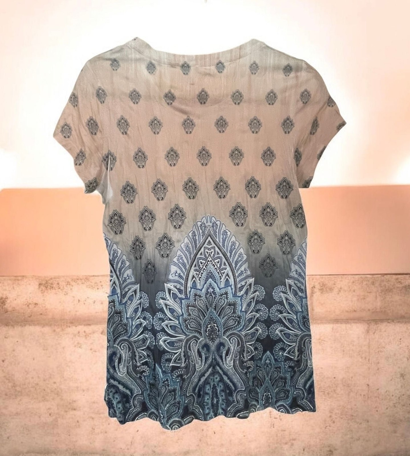 Seven7 Premium Quality Brand Women’s Short Sleeve Paisley Print T-Shirt