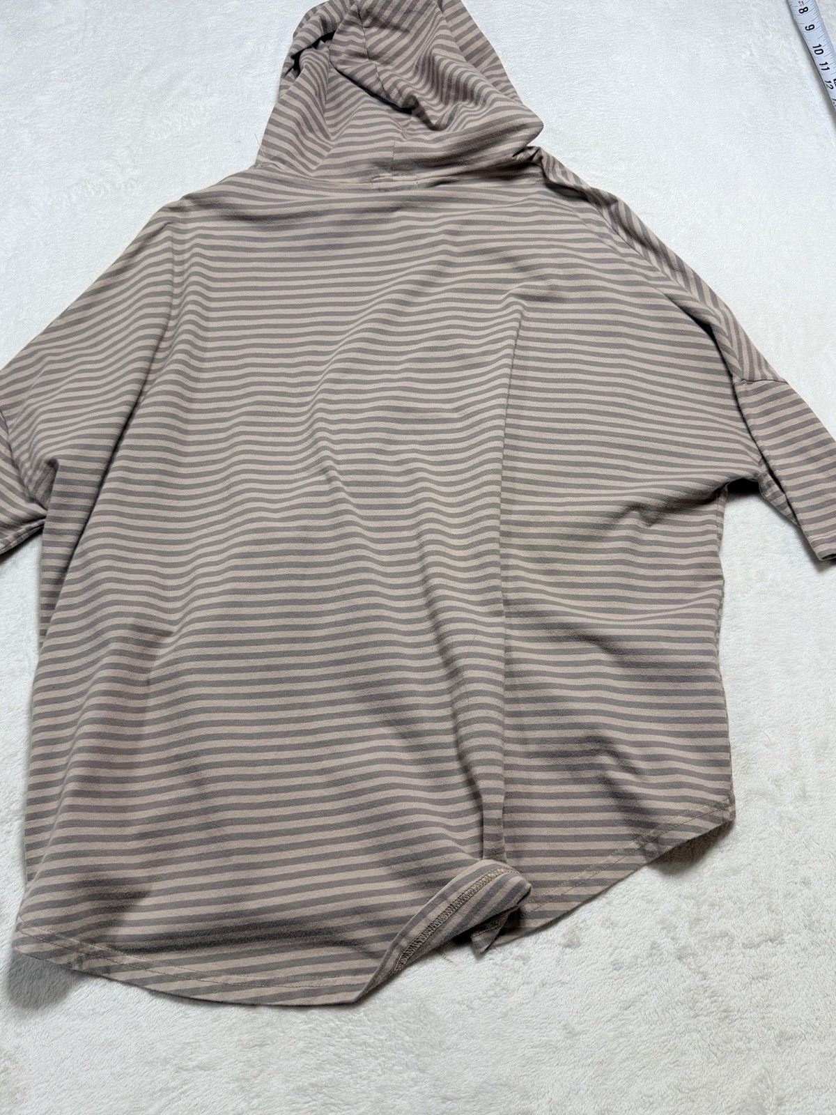 Iridium Apparel NWT Stripe Hooded Poncho Top Sz LG Cotton Lycra Coastal Boho OS