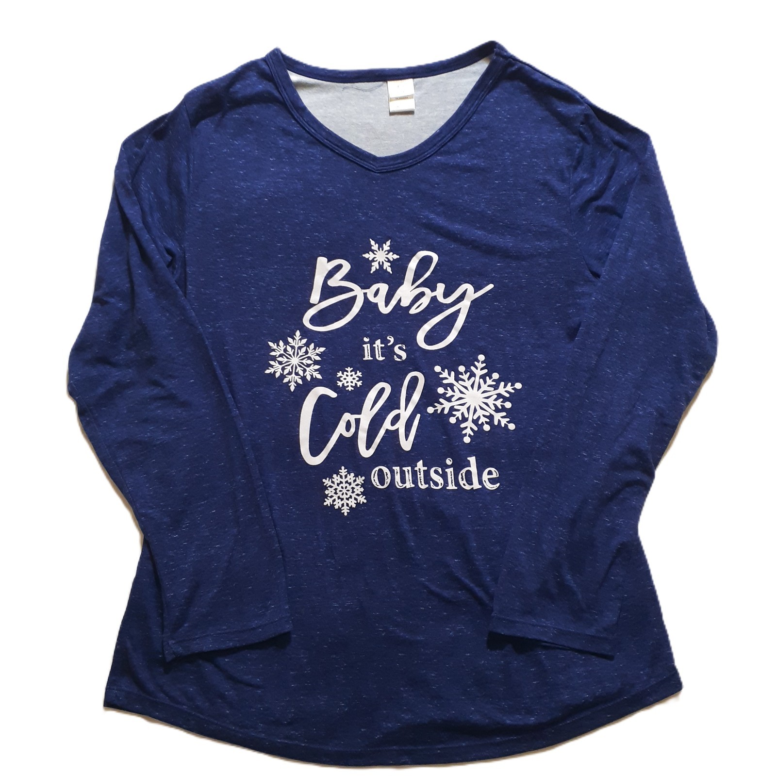 Fashion by Marabeau Women Long-Sleeve Shirt Size M Blue “Baby It’s Cold Outside”