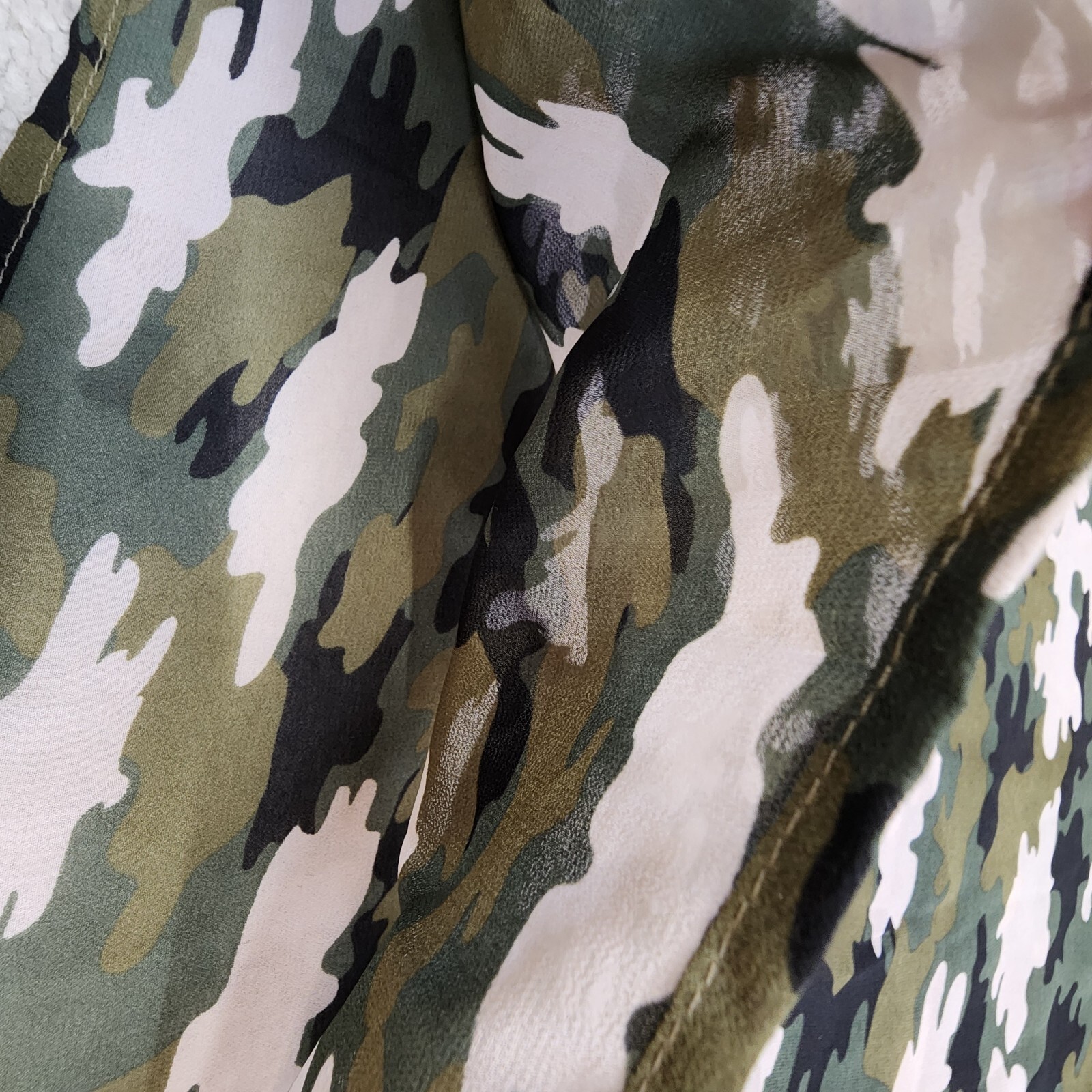 sleeveless top army Green sheer-back Olive Green Large Studded Camouflage