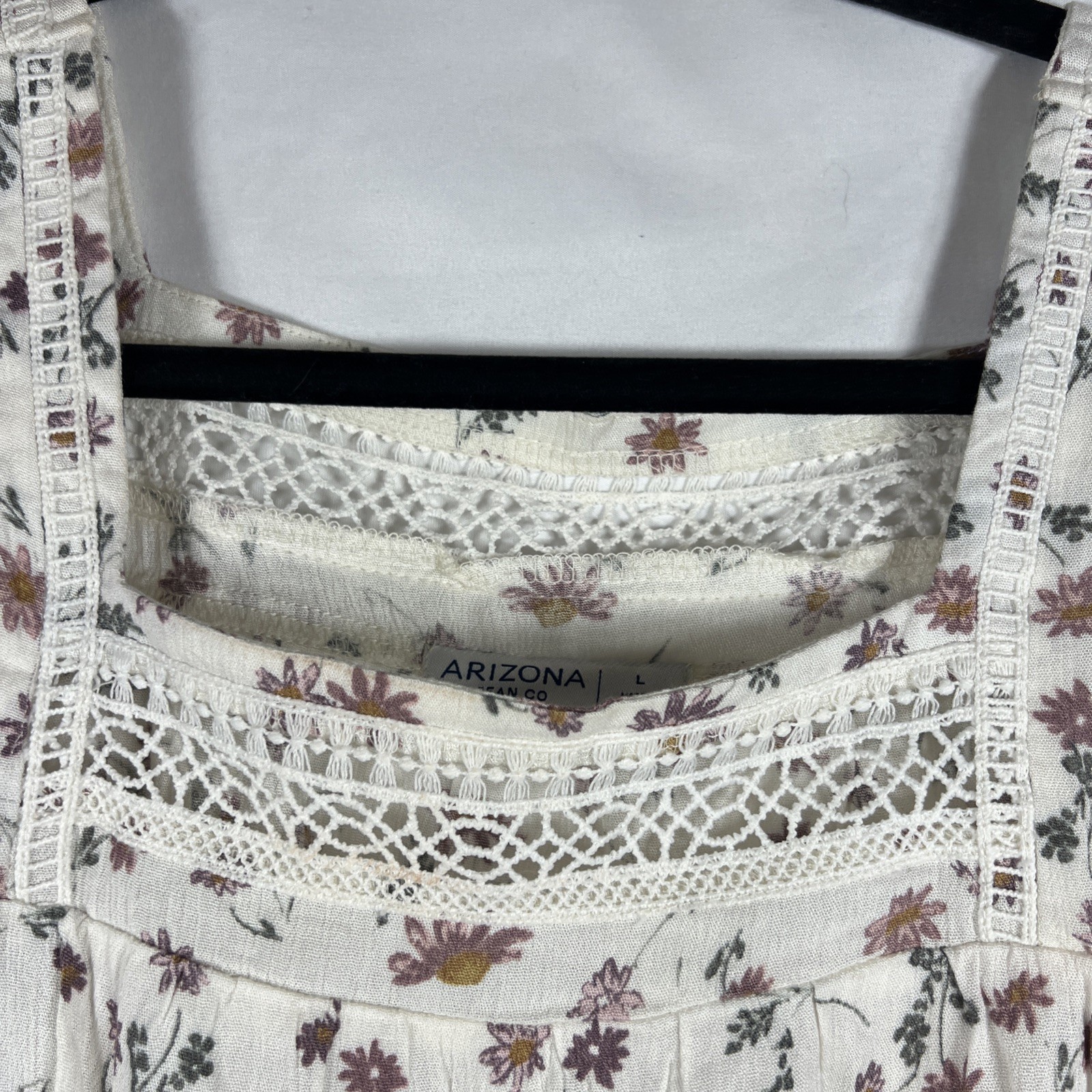 Arizona Jean Co Square Neck Blouse / Size Large Floral Print