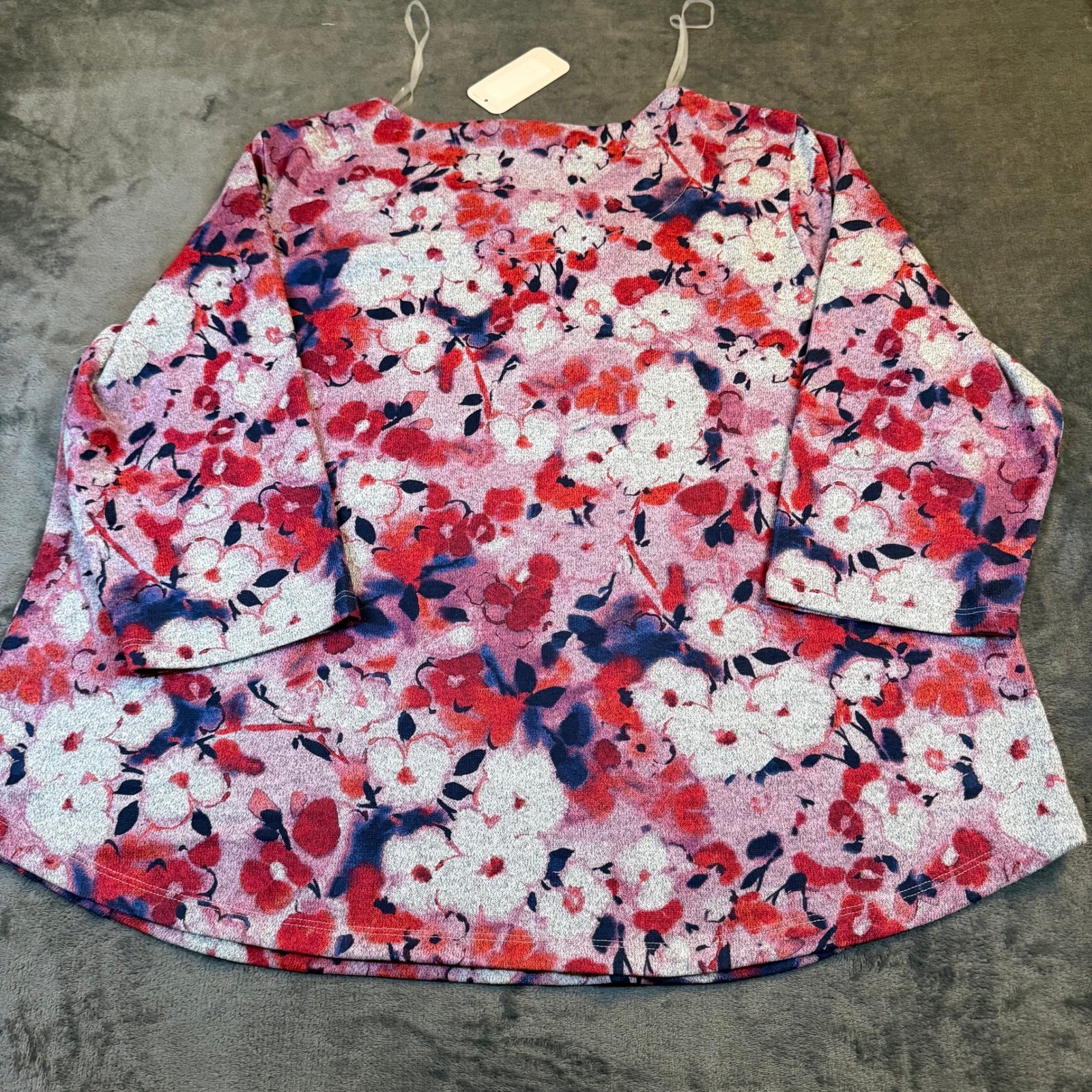 Allison Daley Woman Blouse Womens 3X Large Pink Floral Rhinestone Tunic NWT