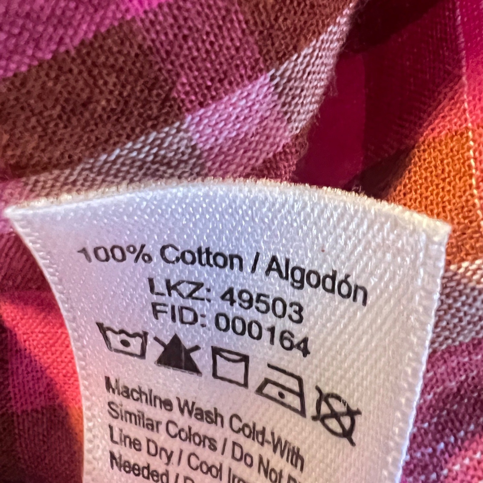 Lascana Plaid Henley Blouse 10 Womens Pink Ruffle Puff Sleeve Cotton Cottagecore
