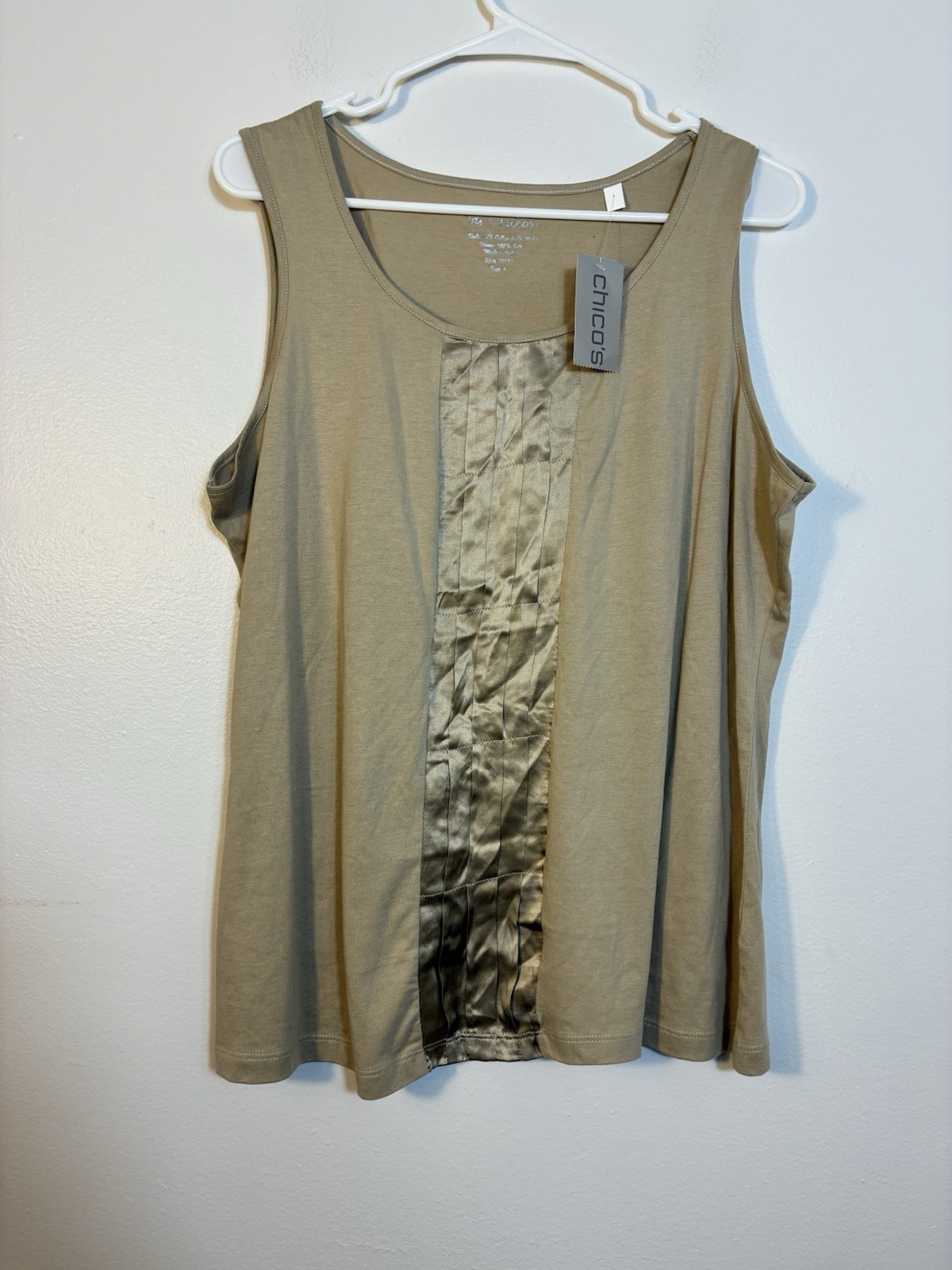 New! Chicos XL Tank Top Tan Cotton Silk Blend Office Career