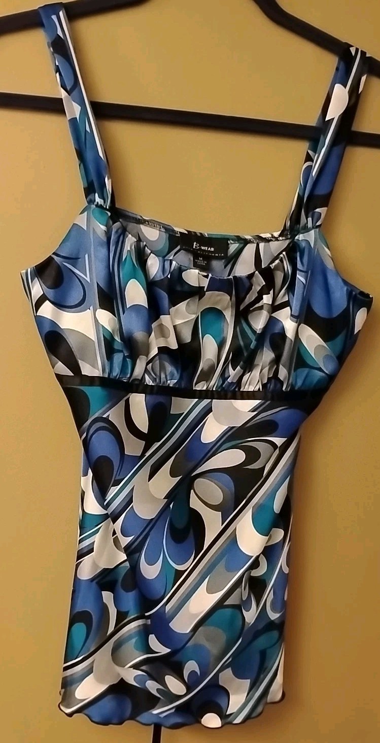 B Wear Byer California Blue Print Babydoll Tank Top Size M