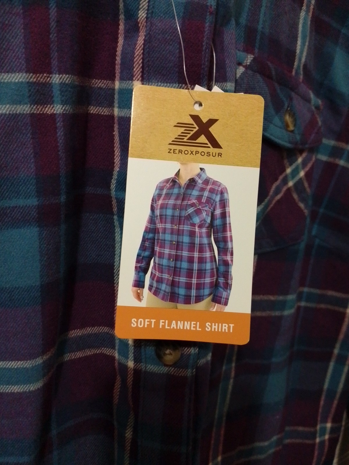 ZeroXposur NWT Women’s Small Soft Flannel Shirt Blue & Purple “Plummadras”