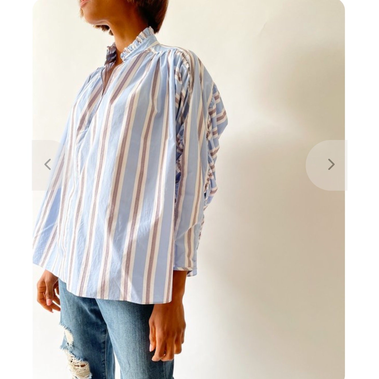 Maje Lavia Striped Ruffle Blouse Size 1