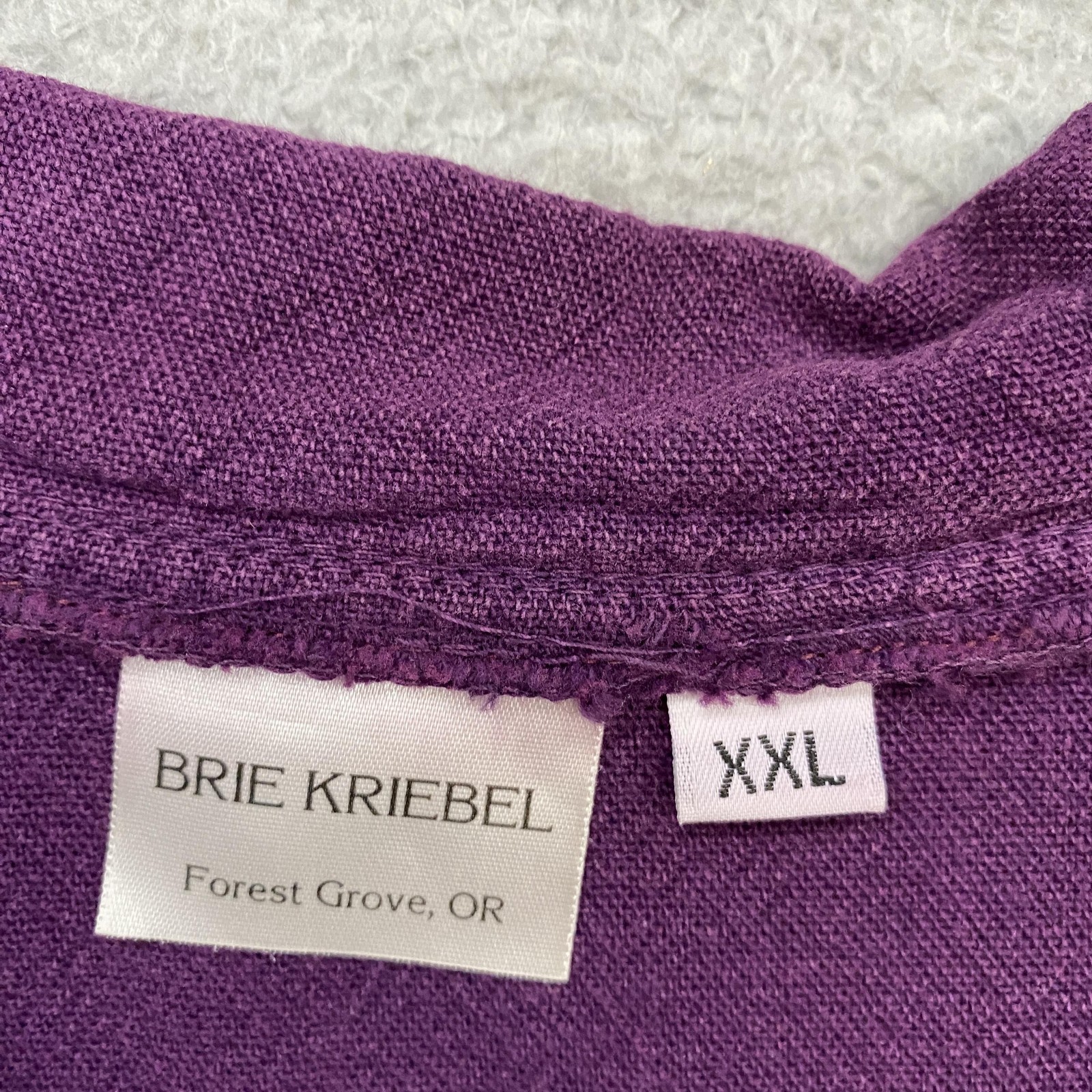 Brie Kriebel Shirt Womens 2XL Purple Quilted Leaf Patchwork Art Top Cotton