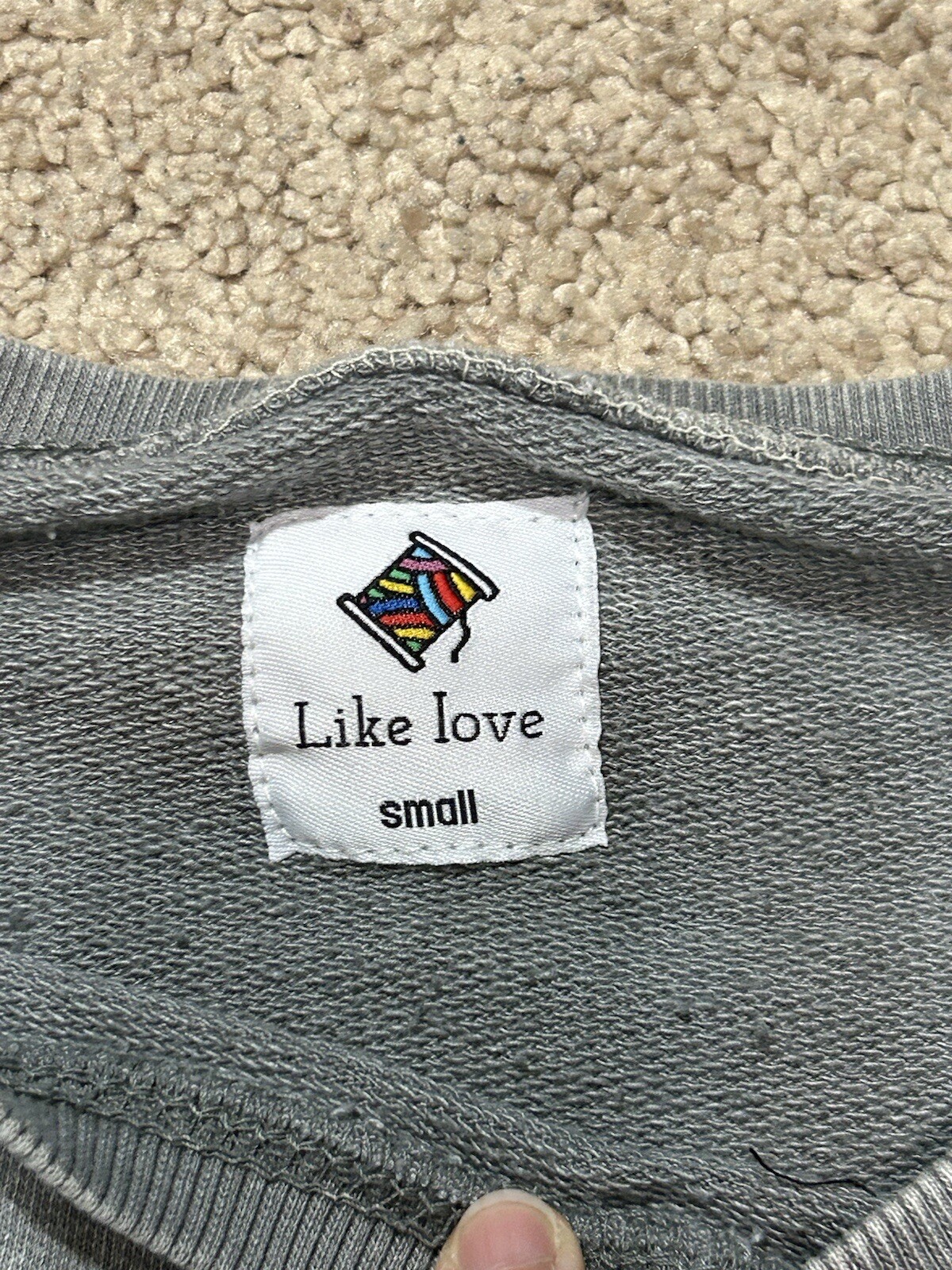 Like Love Womens Sweatshirt Size Small Gray Burnout Soft Classic Casual Comfort