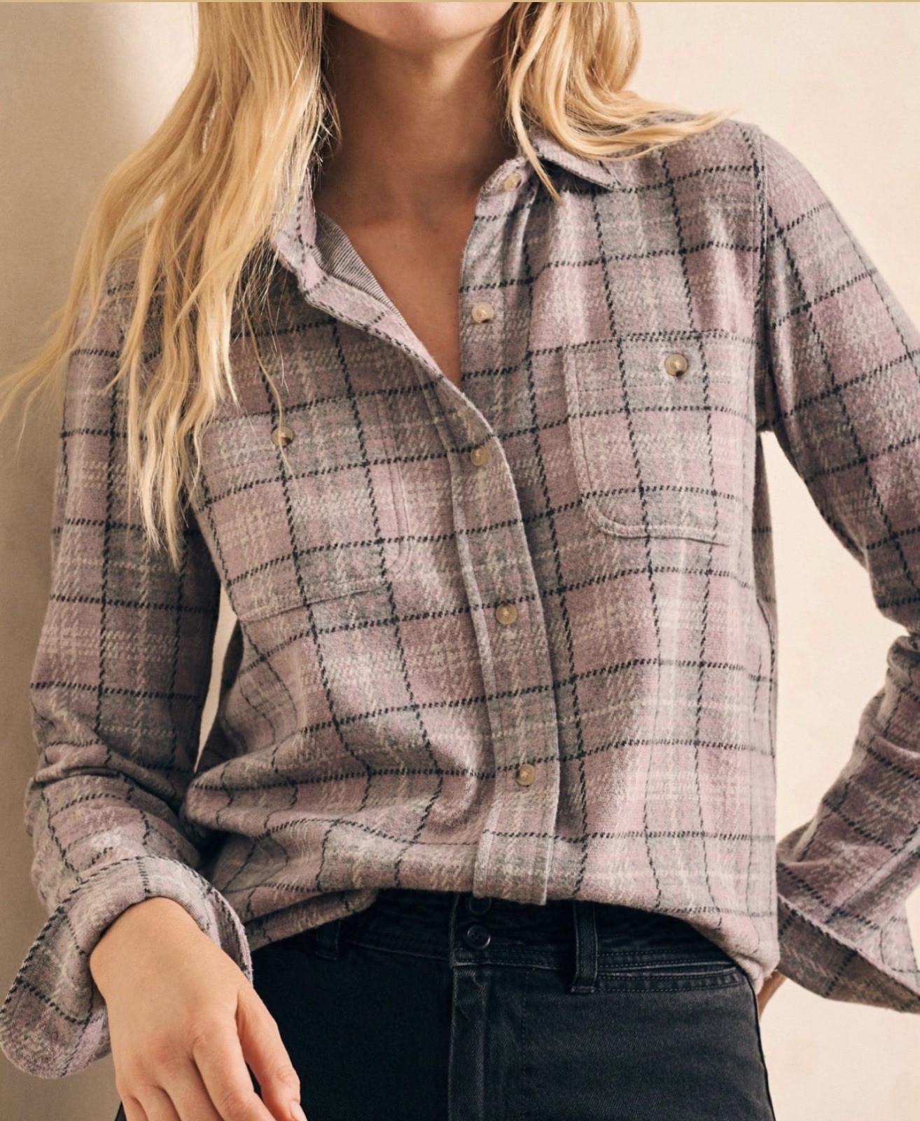 Faherty Legend Sweater Shirt Myst Plaid NWT Size M Button Front Soft MSRP $168