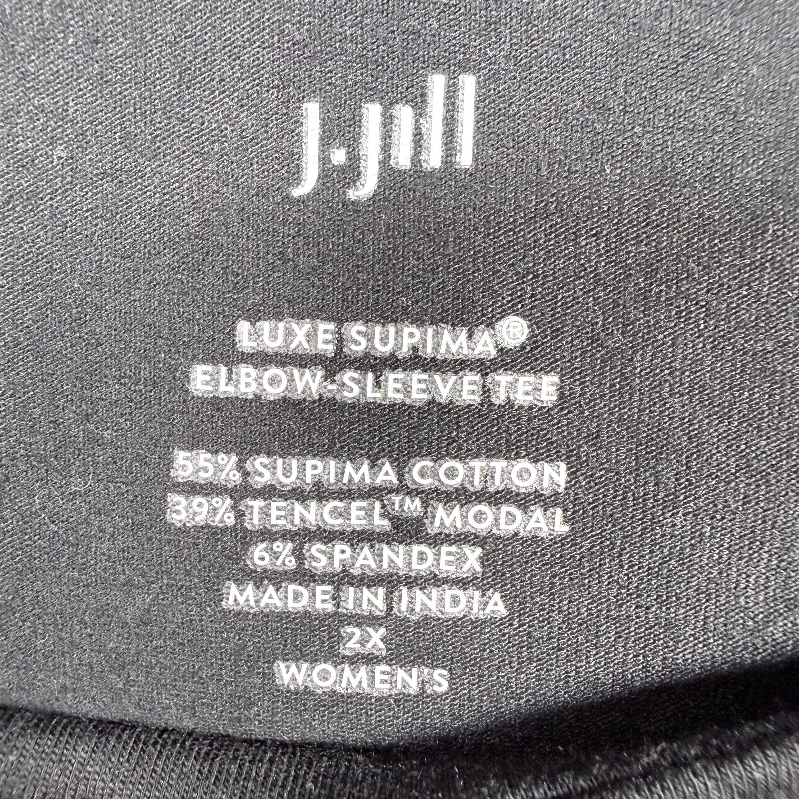 NWT J. Jill size 2X elbow sleeve tee Luxe Supima Black capsule wardrobe NEW