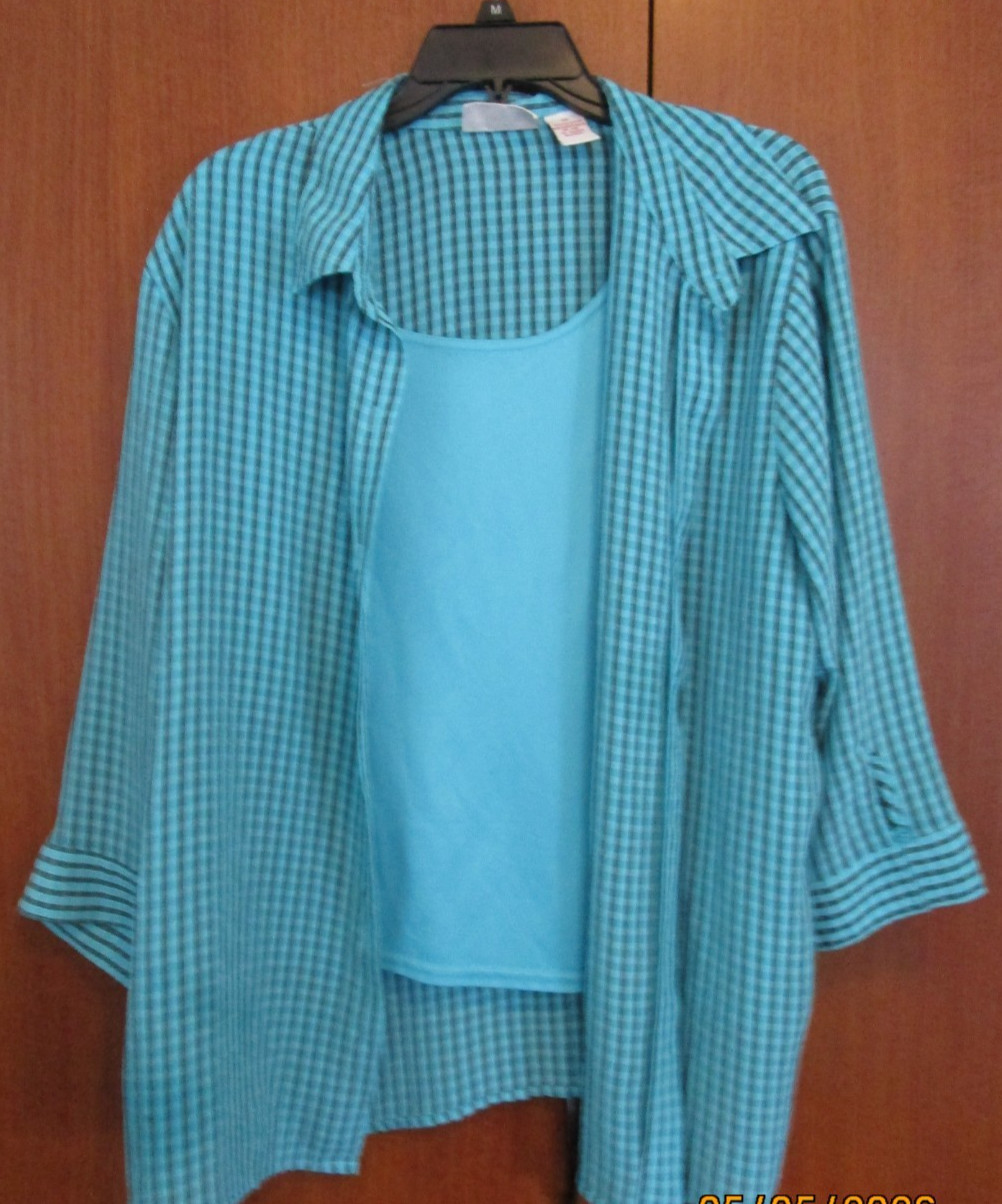 Joanna Plus Blouse & Tank Set Sz 2X 100% Polyester Bust 53 Length 27.5 in
