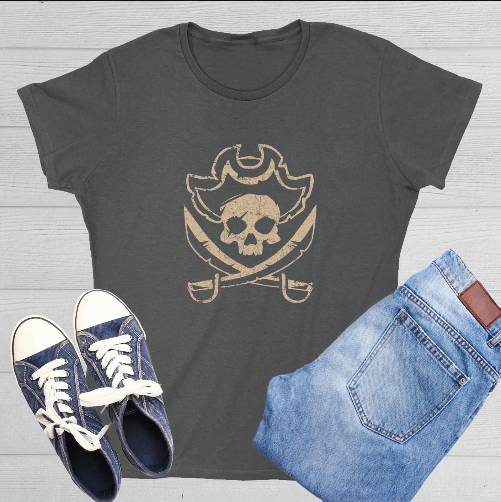 Scar Skull Sarcastic Novelty Graphics Funny Womens T-Shirt