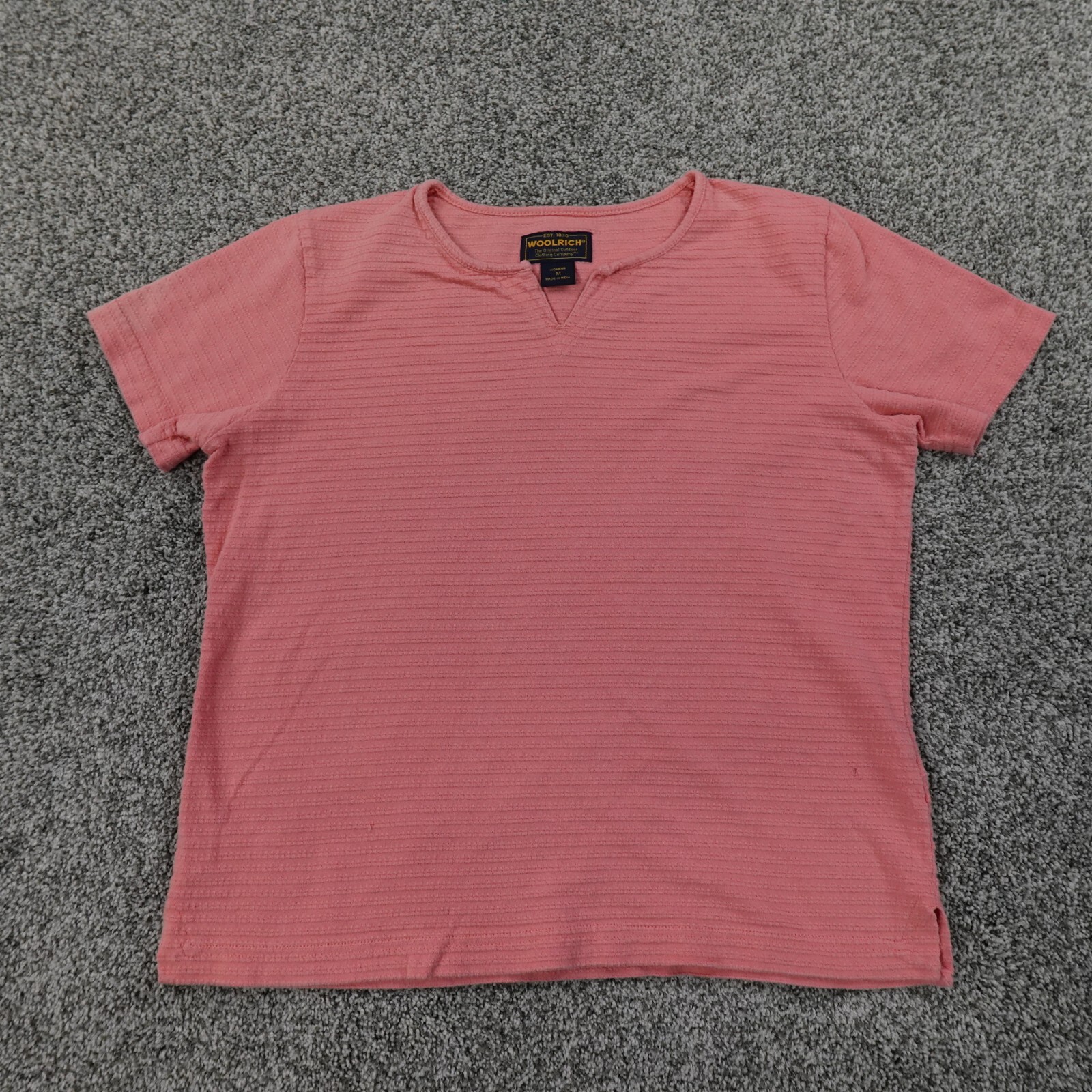 Woolrich Shirt Womens M Pink Ribbed Knit Outdoor Preppy Casual Hiking Cotton