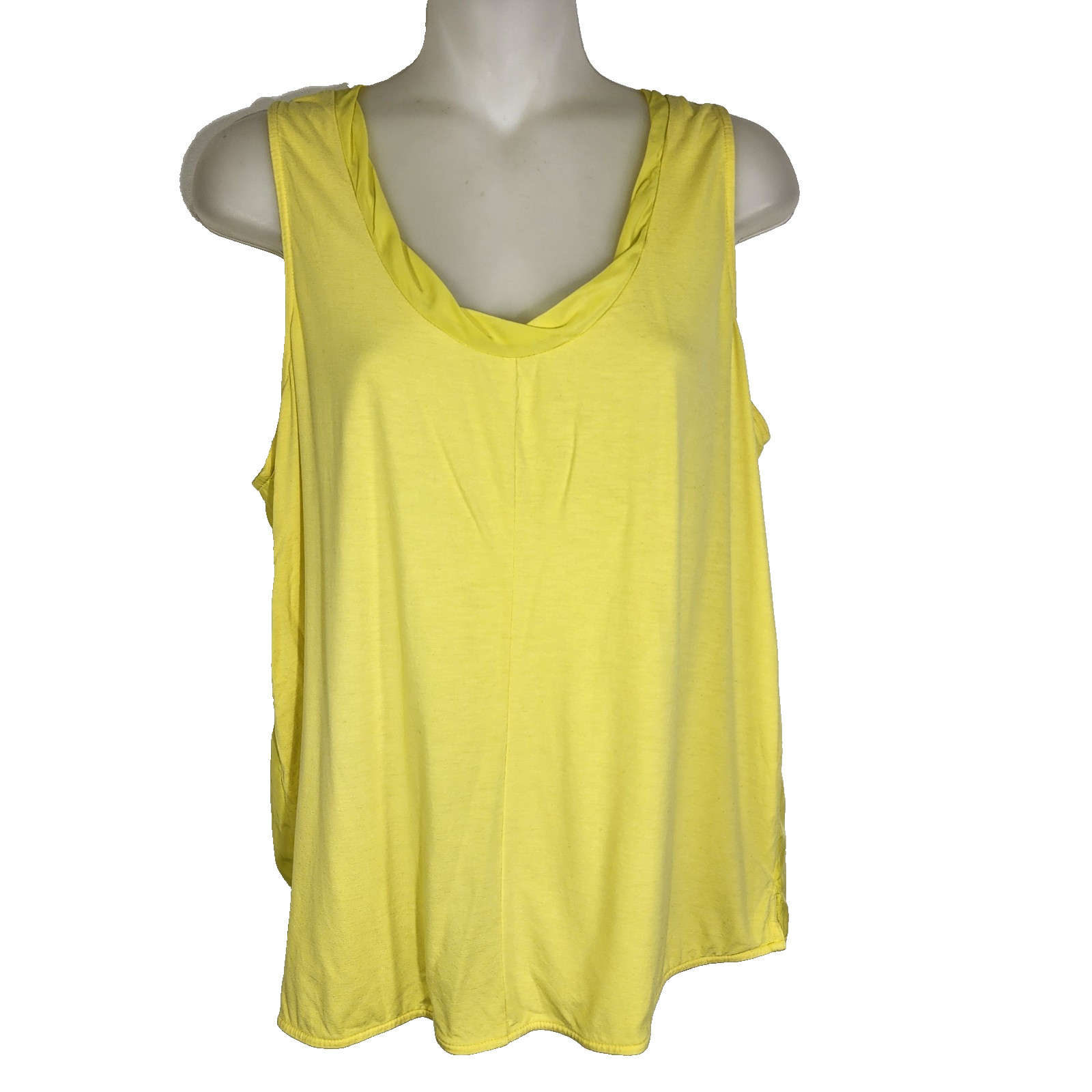 J. Crew Womens Tank Top Medium Yellow Sleeveless Pullover Knit Woven Scoop Neck
