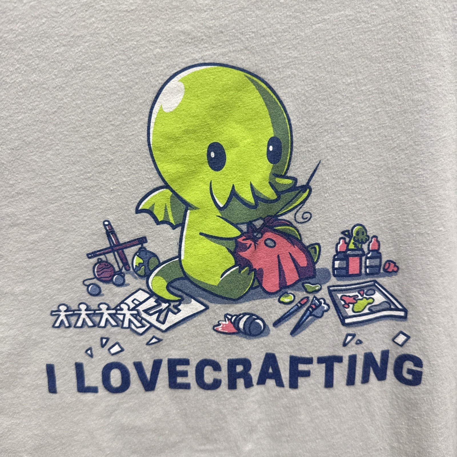TEE Turtle T-Shirt Love Crafting Lovecraft Cthulhu Doodle T Shirt Gray Womens XL
