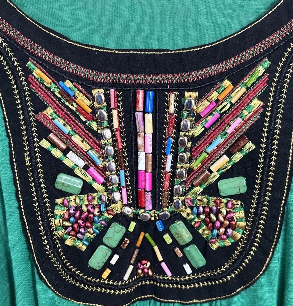 Melissa Paige Esmerelda Womens Size 3X Black Colorful Beaded & Embroidered Top