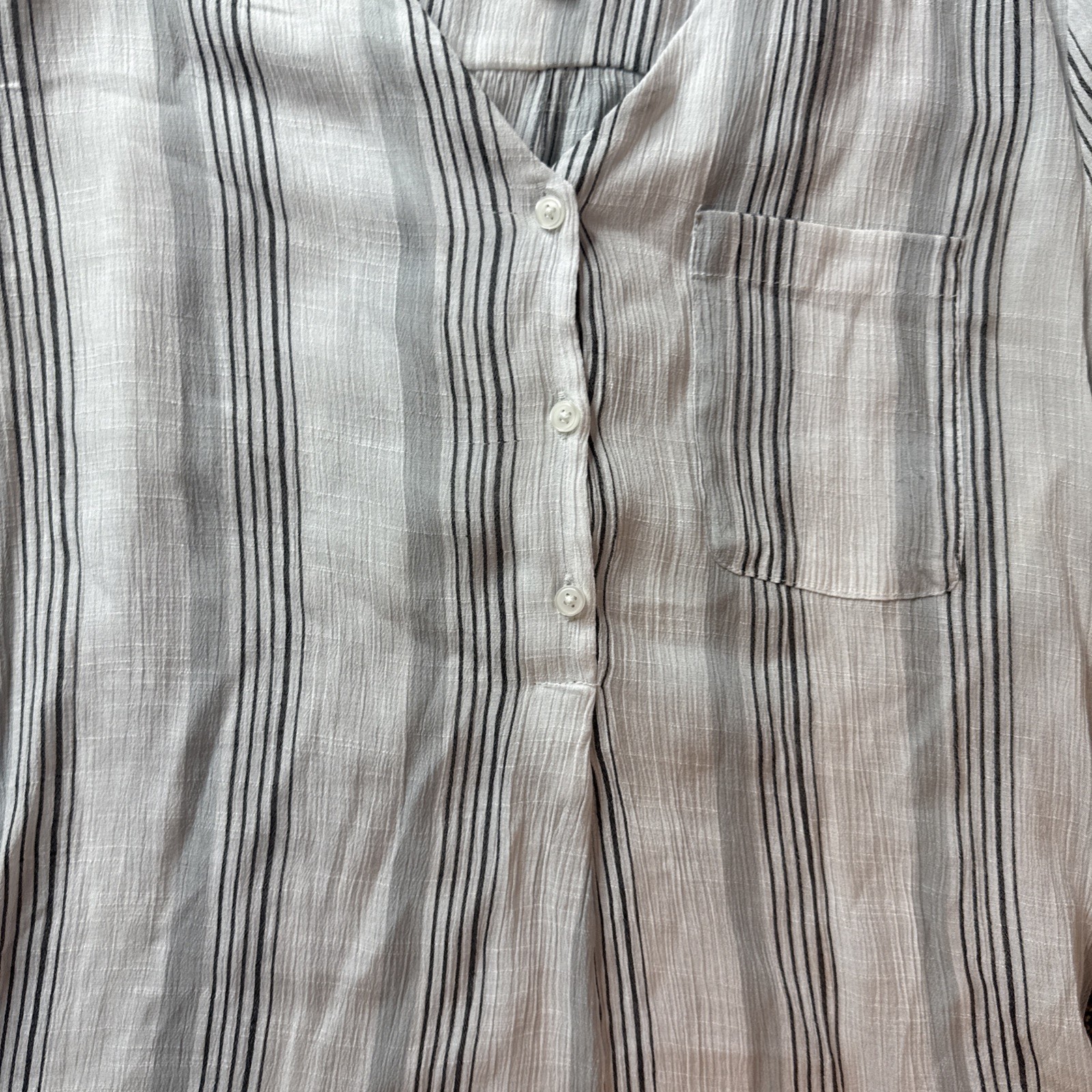 Como Blu Women’s Career Blouse Top Striped White Black Gray (L) Large