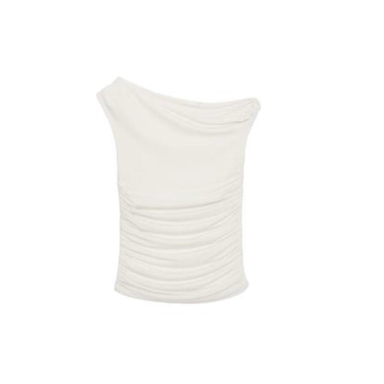 Zara Women’s White Ruched Boat Neck Sleeveless Pullover Top Size S Regular