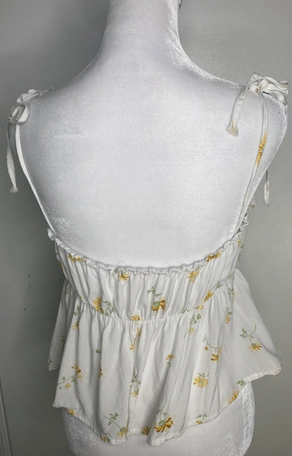 Lottie Moss M Yellow Floral Spaghetti Strap Crop Top