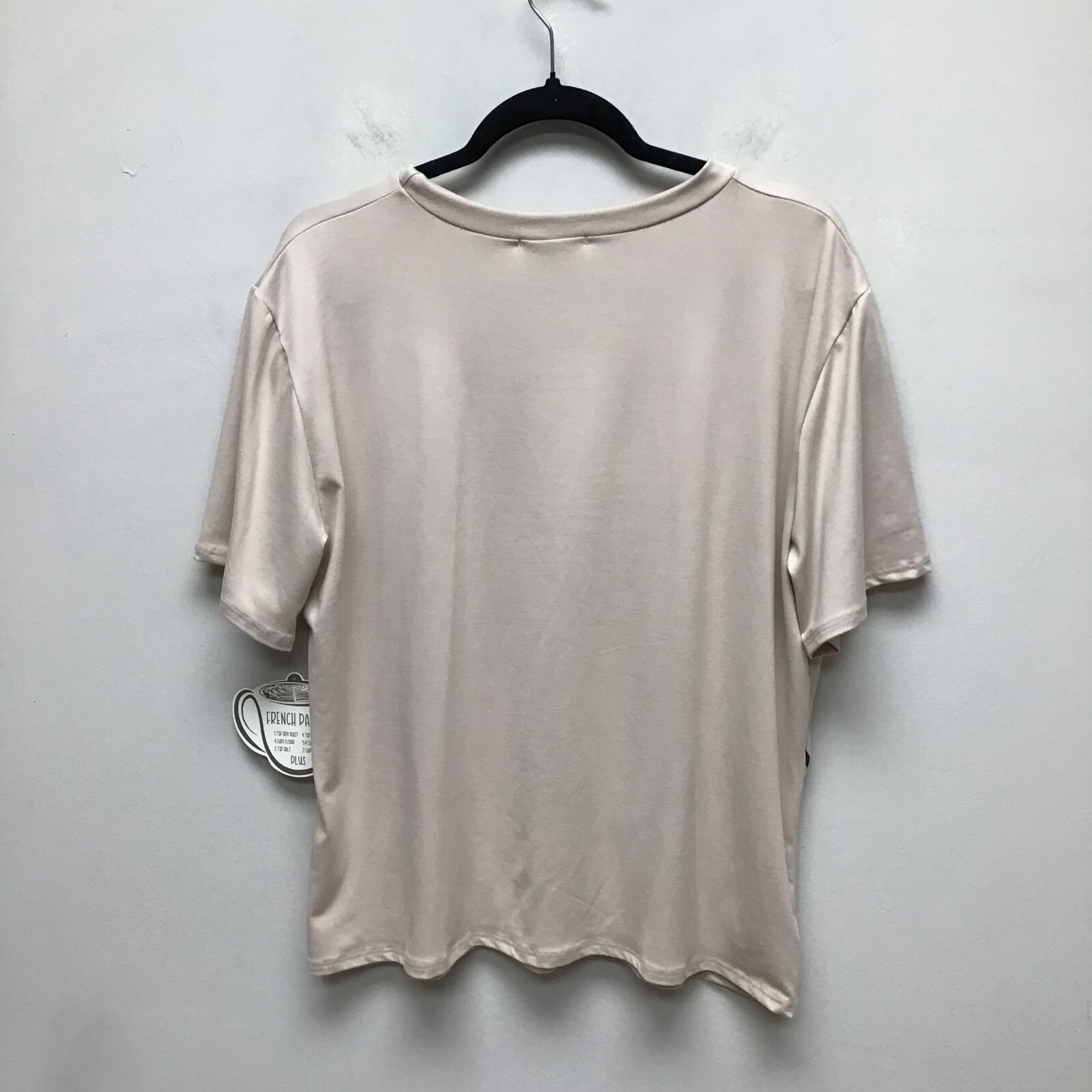 French Pastry Womens Beige Pink Round Neck Pullover Short Sleeve Shirt 2X New