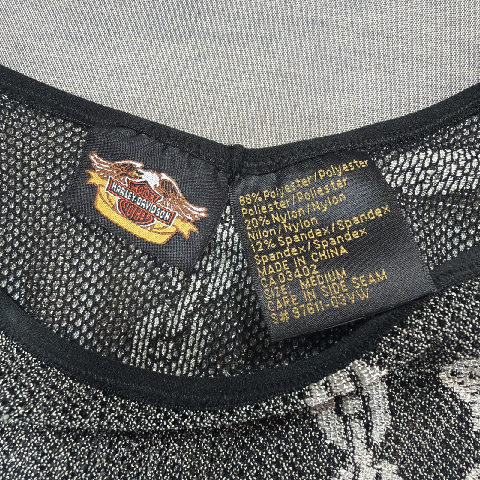 Vintage Harley Davidson Y2k Cami Sheer Crop Top 90s Emo Silver Grunge Women Sz M