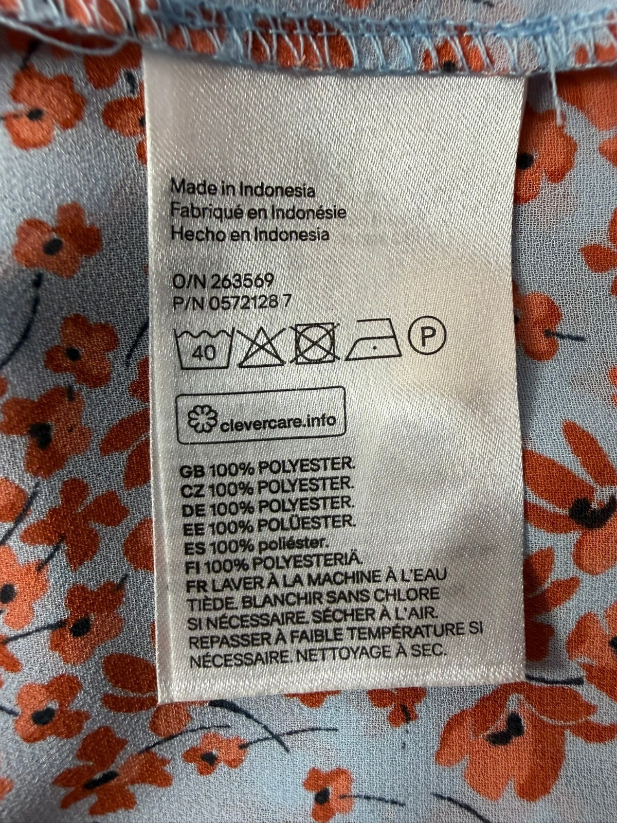 H&M Floral Sleeveless Button Front Blouse Women’s Size 10 Blue Orange