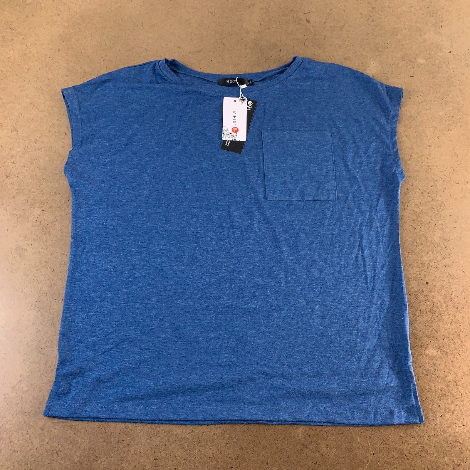 Mirol Womens Size XL Blue Casual Pocket T-Shirt NWT