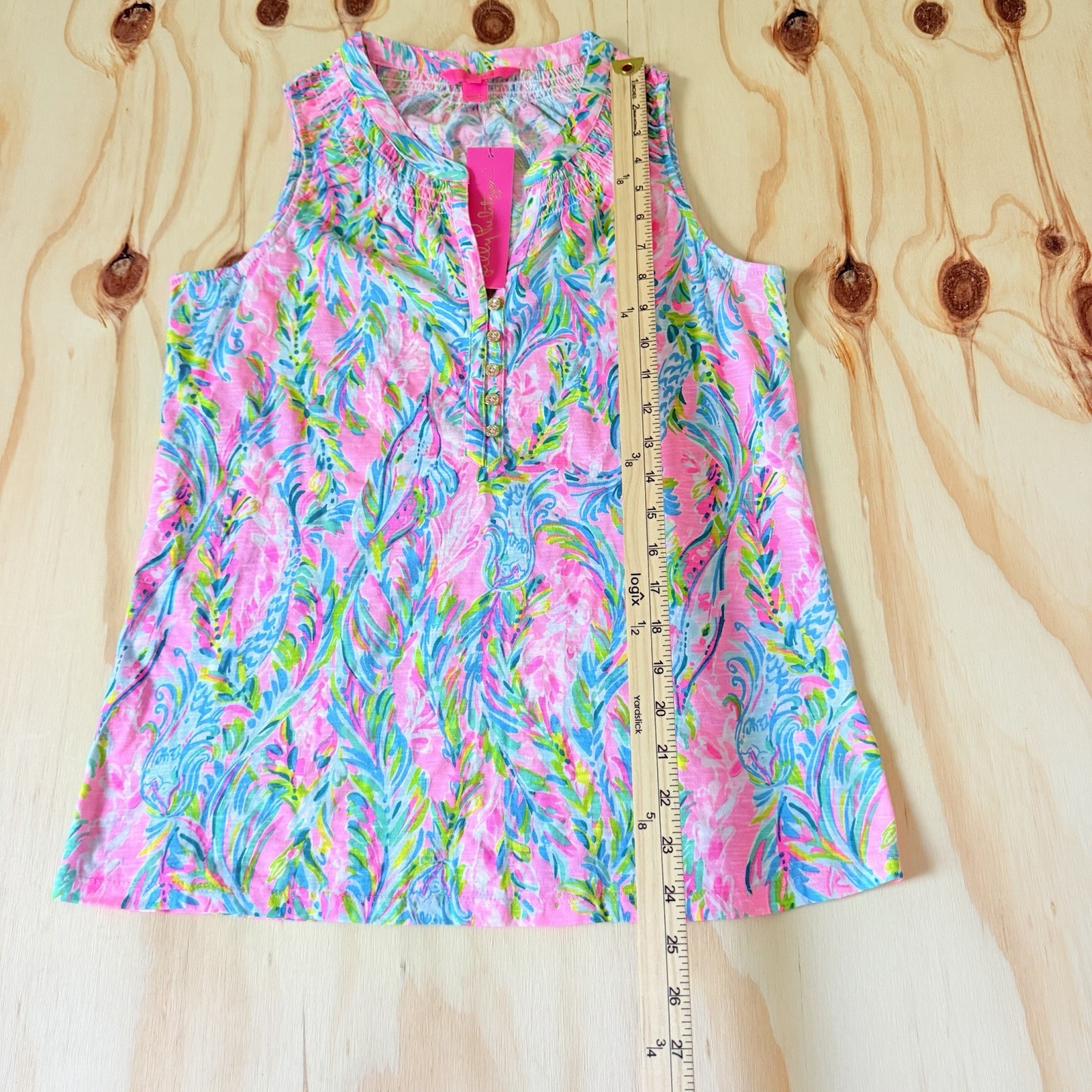 Lilly Pulitzer Size S Essie Unicorn of the Sea Pink Green Tank Top Sleeveless