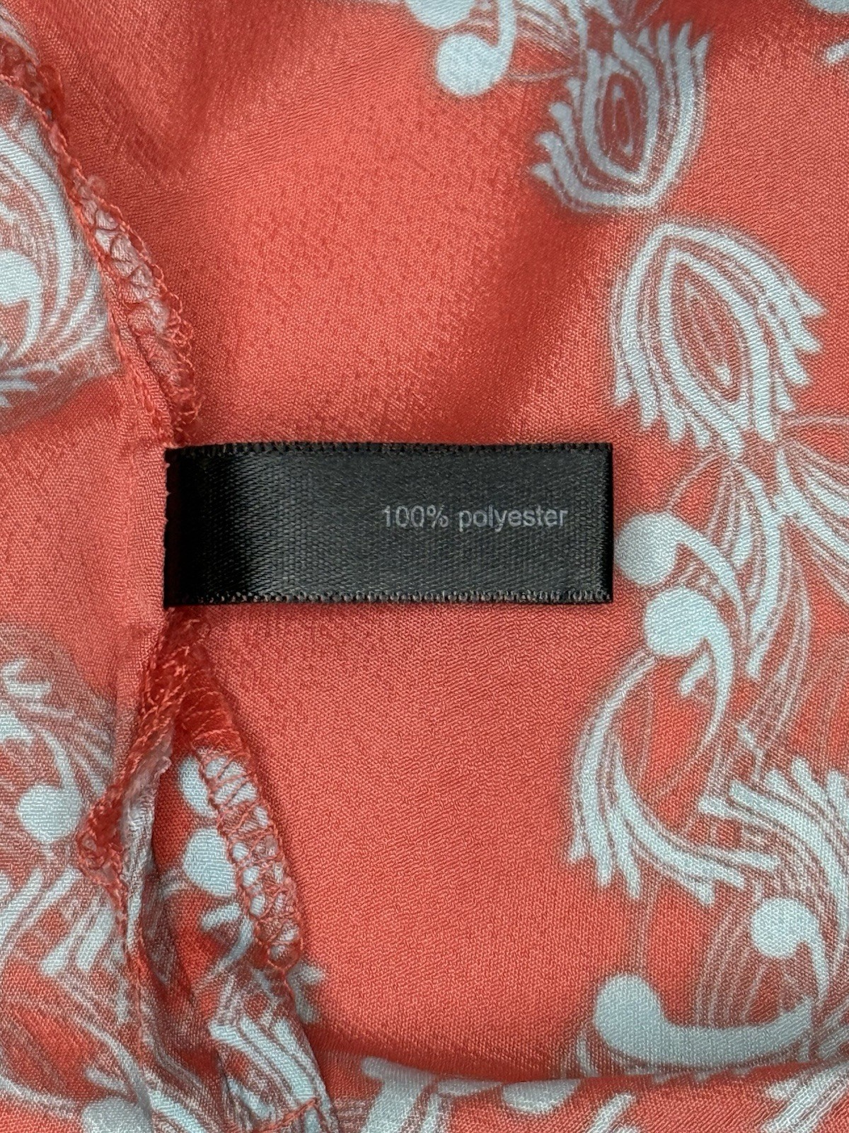 The Limited Women’s Small Orange White Scroll Print Split Neck Blouse Career Top